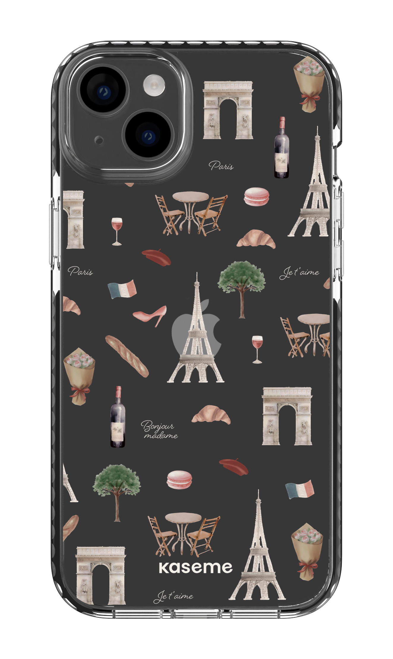 iPhone 14 Plus Clear Case Black Je t'aime Paris Clear Case -