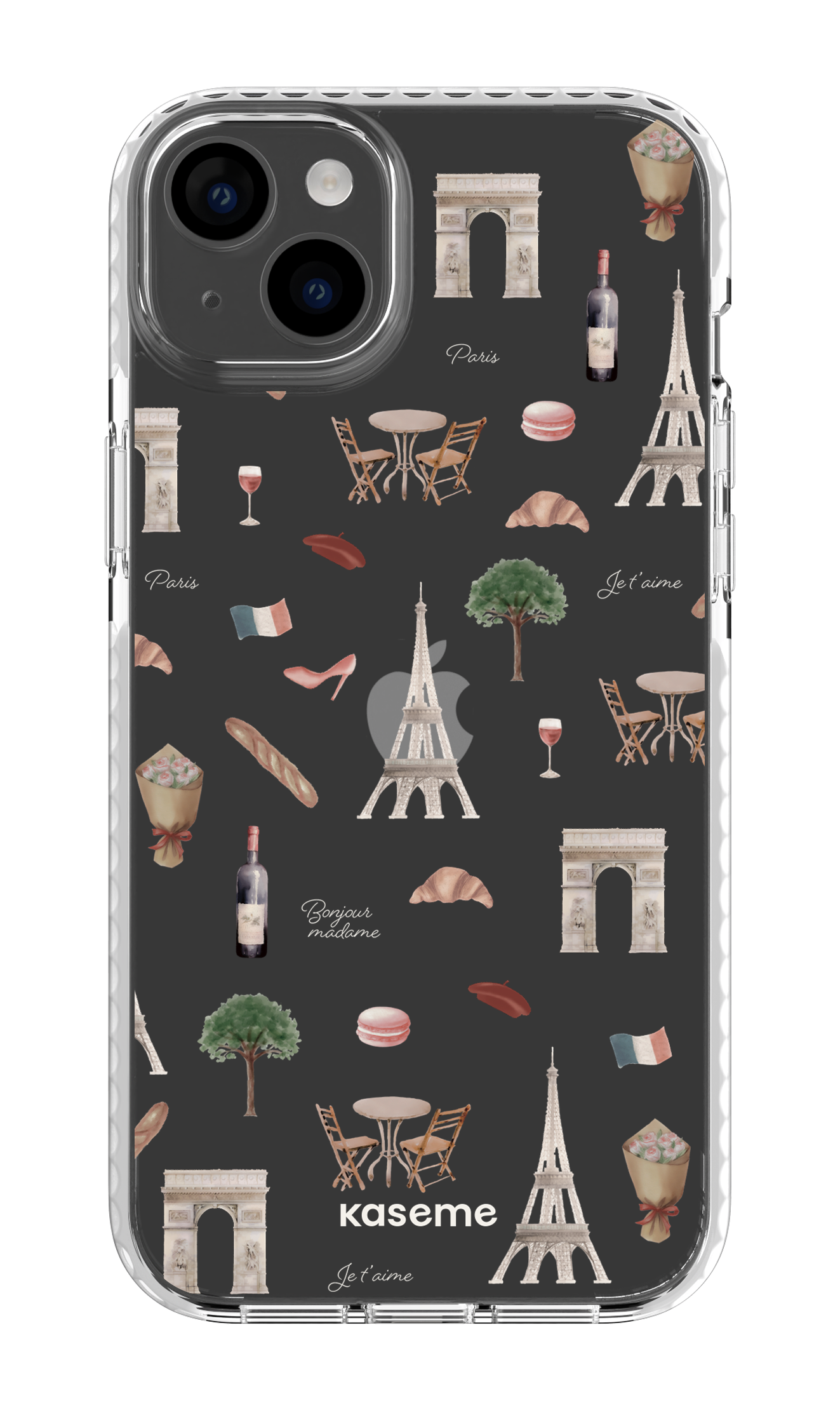iPhone 14 Plus Clear Case White Je t'aime Paris Clear Case -