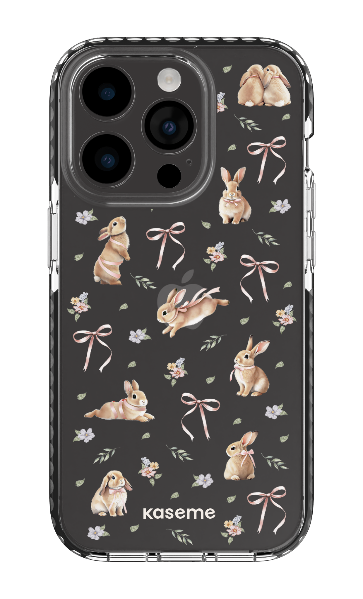 iPhone 14 Pro Clear Case - Black Bunny Bloom Clear Case -