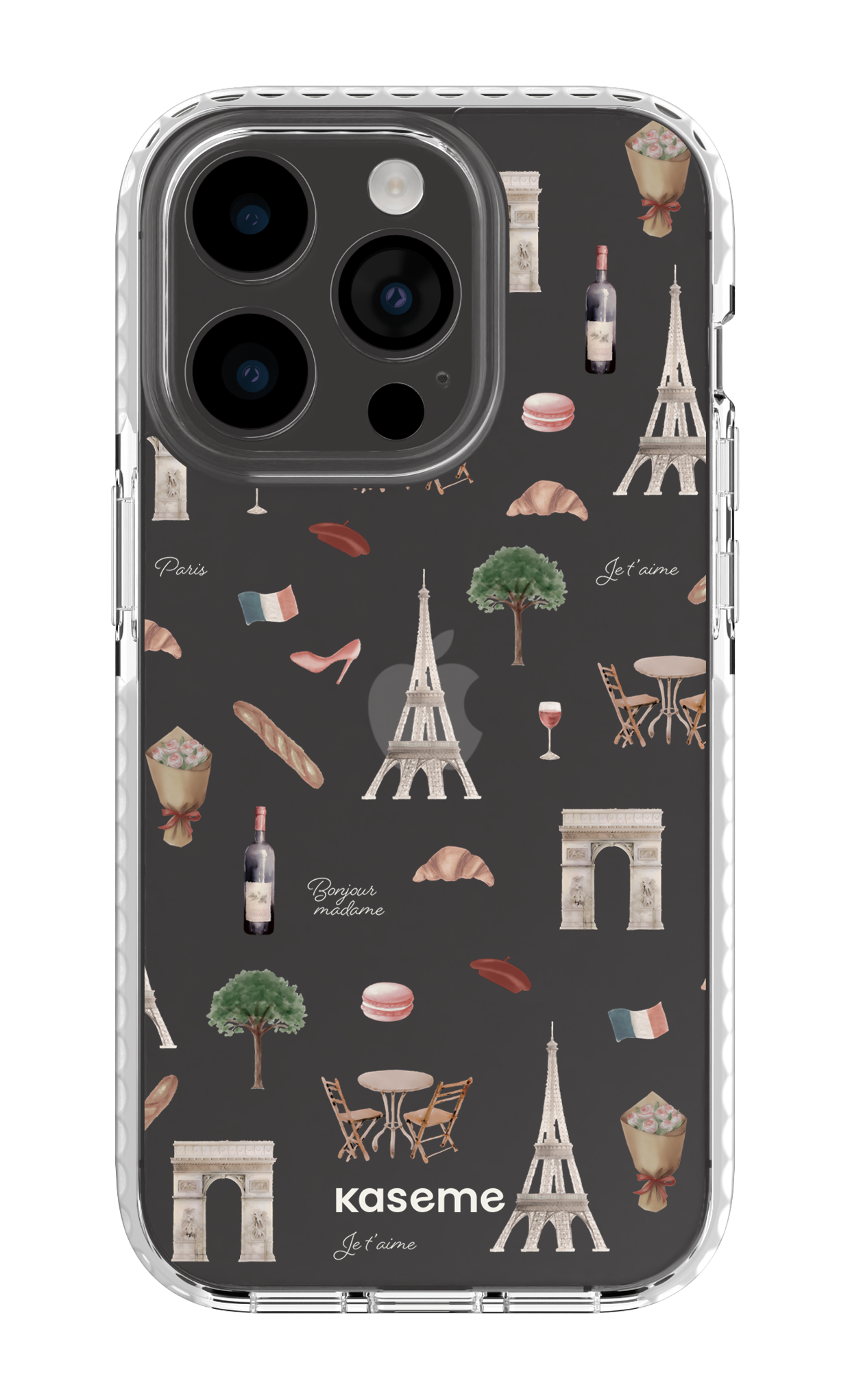 iPhone 14 Pro Clear Case white Je t'aime Paris Clear Case -