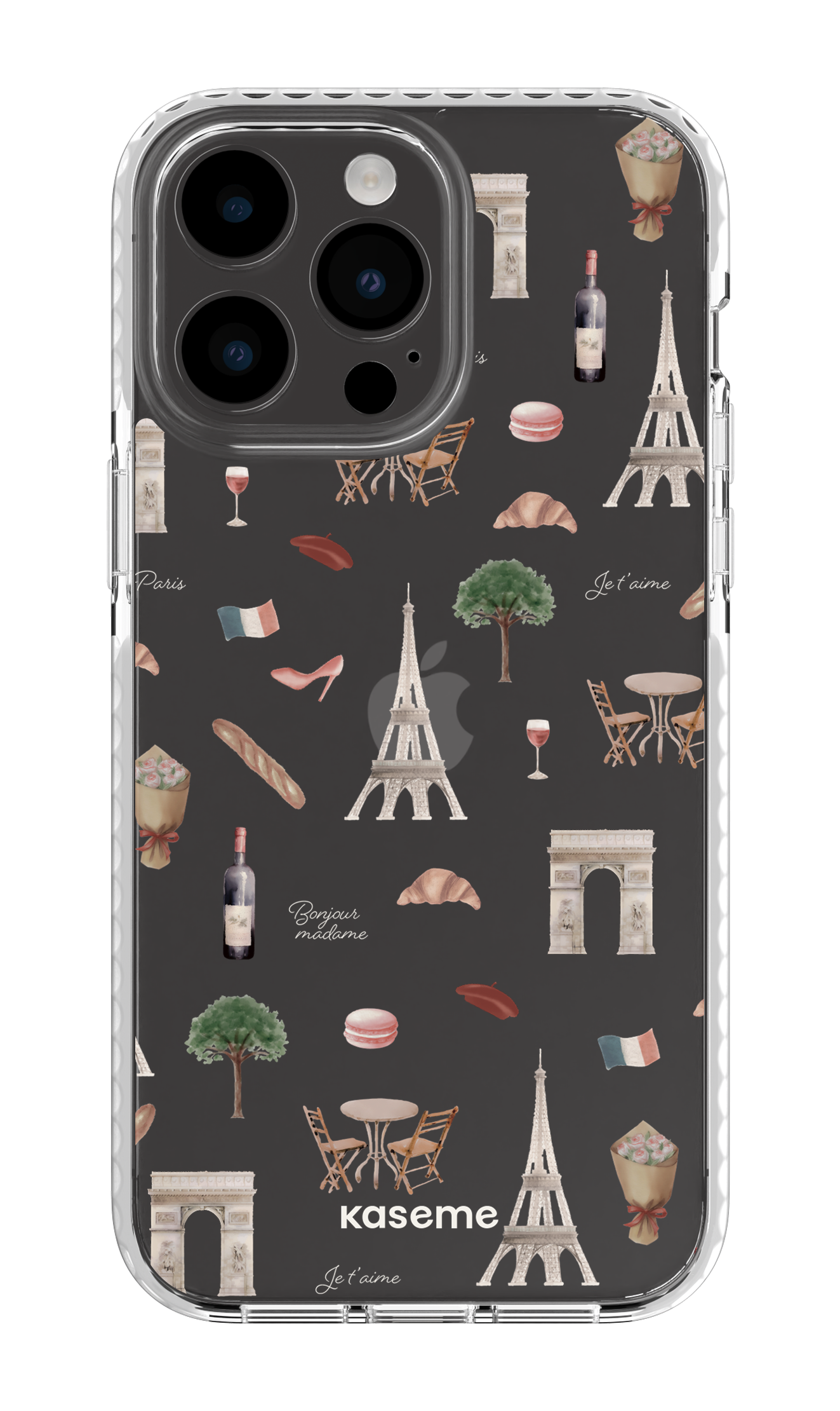 iPhone 14 Pro Max Clear Case White Je t'aime Paris Clear Case -
