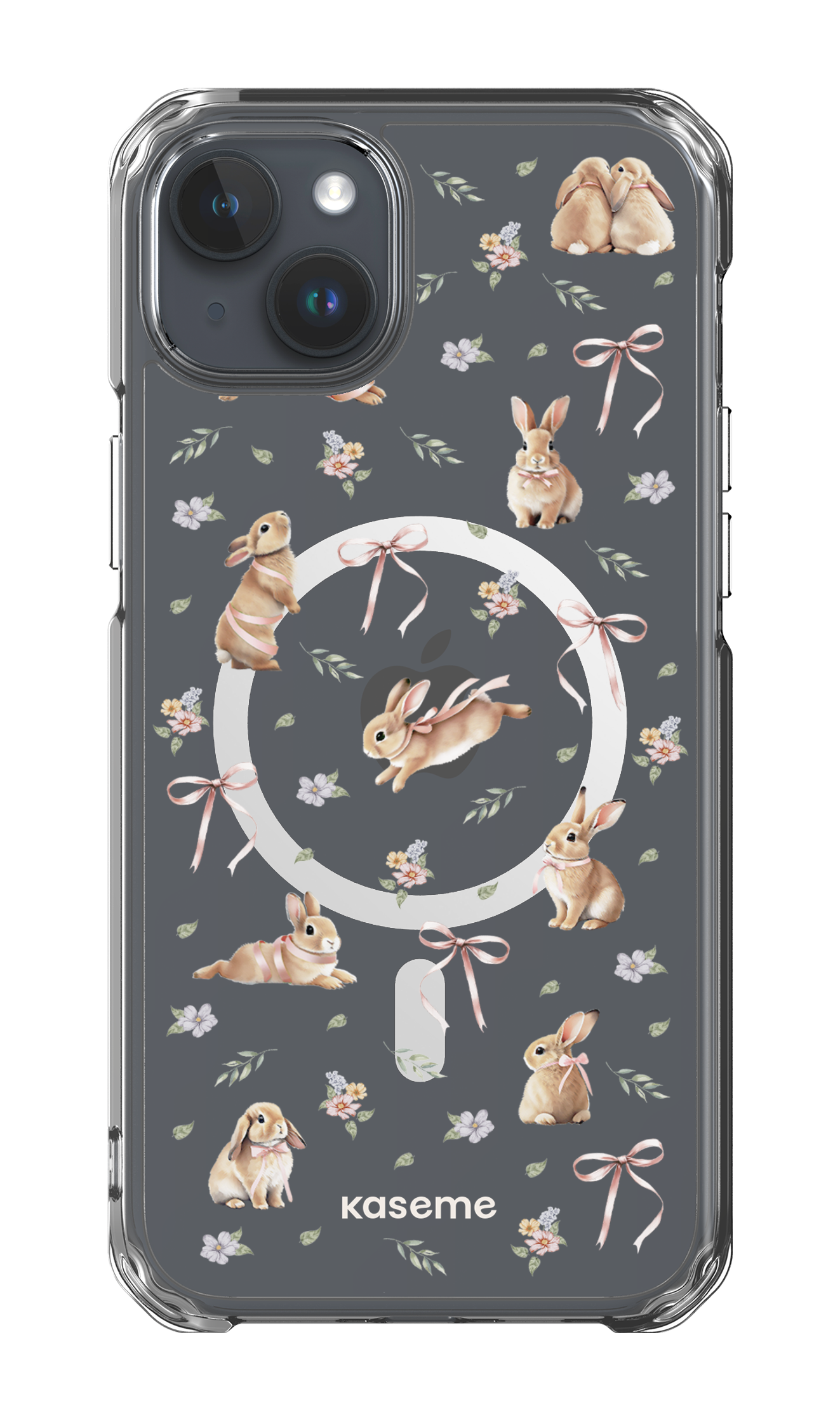 iPhone 15 Plus Clear Case - Magsafe Bunny Bloom Clear Case -