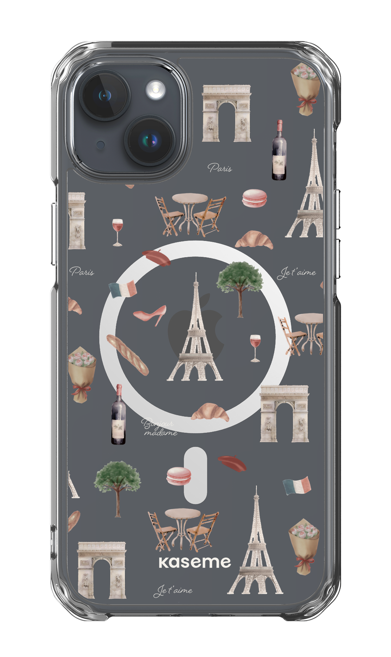 iPhone 15 Plus Clear Case - Magsafe Je t'aime Paris Clear Case -