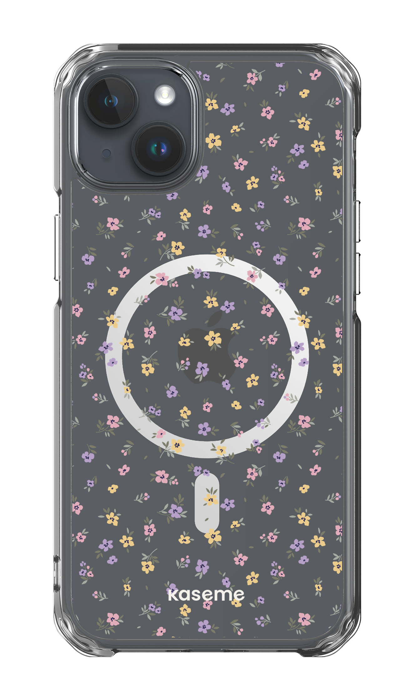 iPhone 15 Plus Clear Case - Magsafe Porcelain Blossom Clear Case -