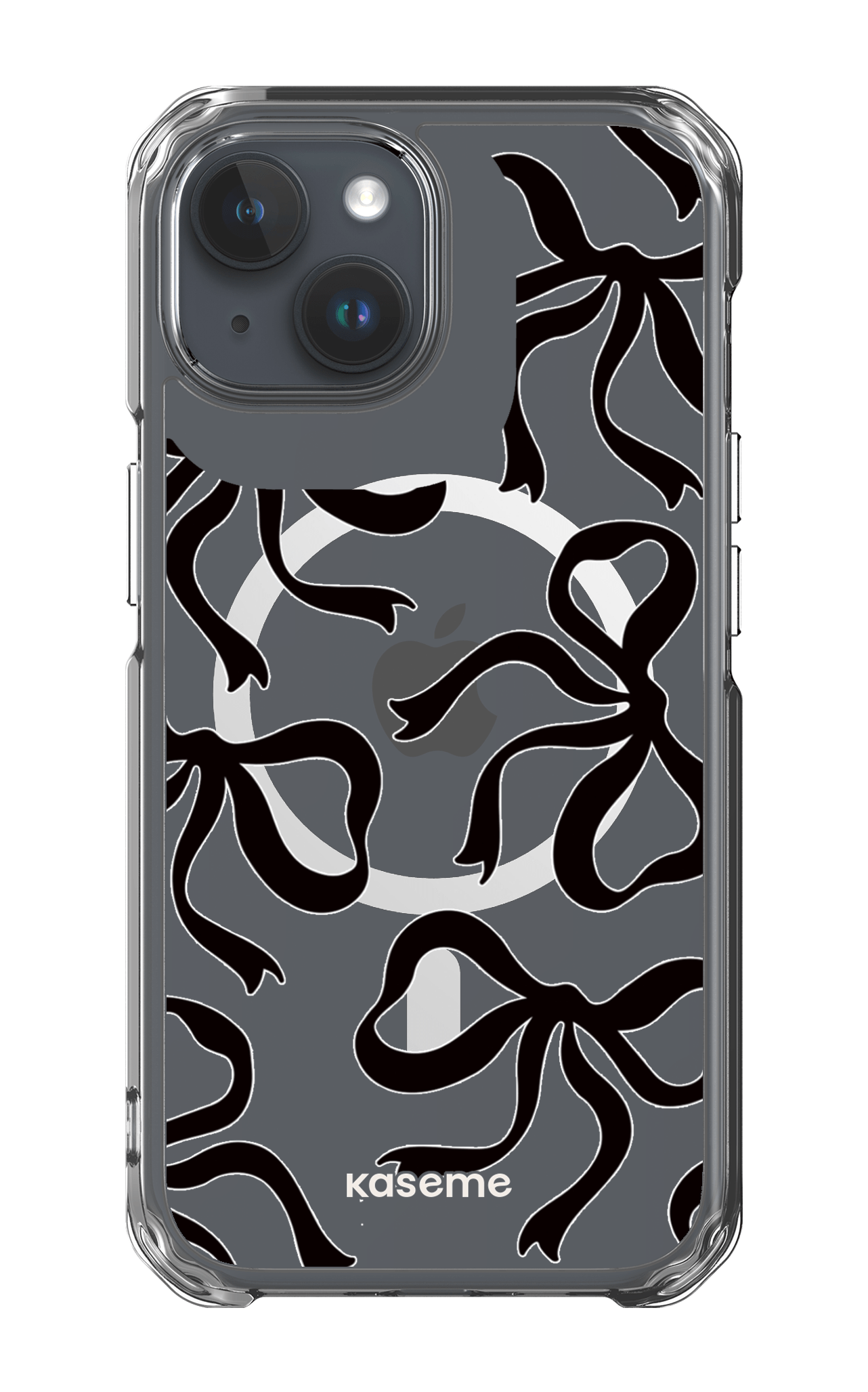 iPhone 15 Pro Clear Case - Magsafe Lace Black Clear Case -