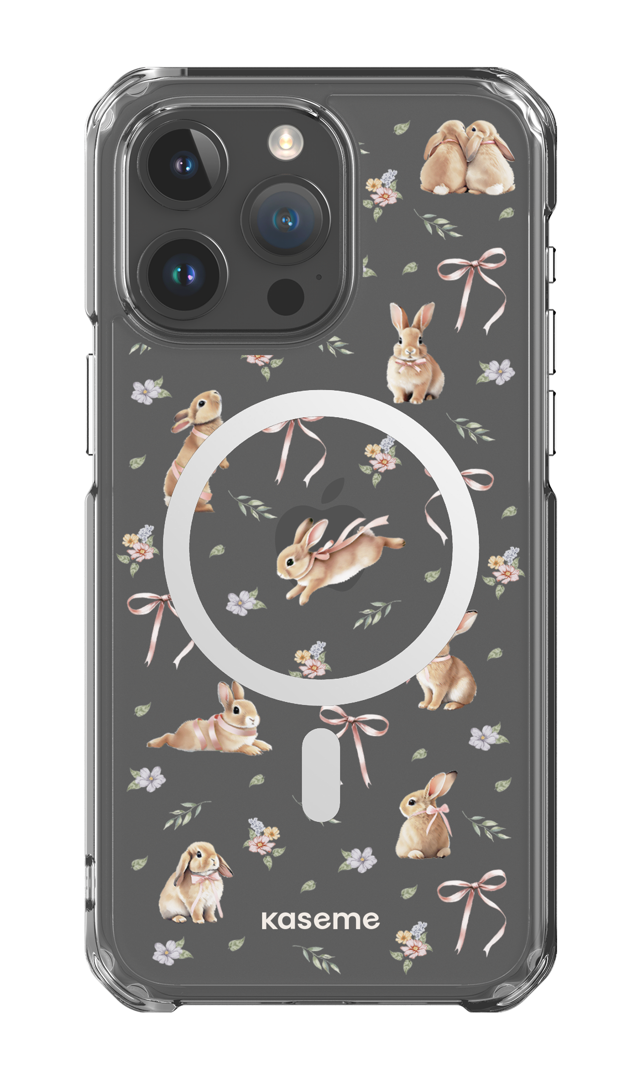 iPhone 15 Pro Max Clear Case - Magsafe Bunny Bloom Clear Case -