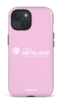 iPhone 15 Tough (Gloss) Métal-Baie Rose -