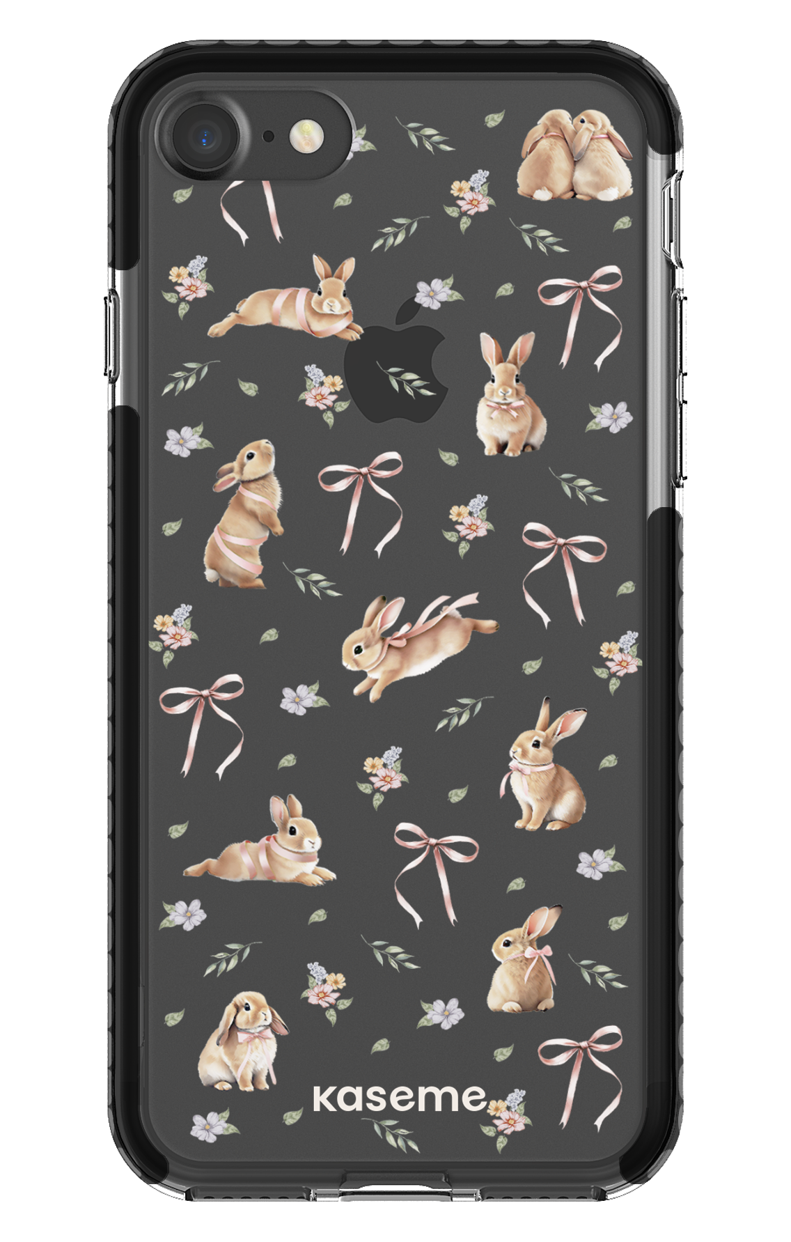 iPhone 7 Clear Case - Black Bunny Bloom Clear Case -