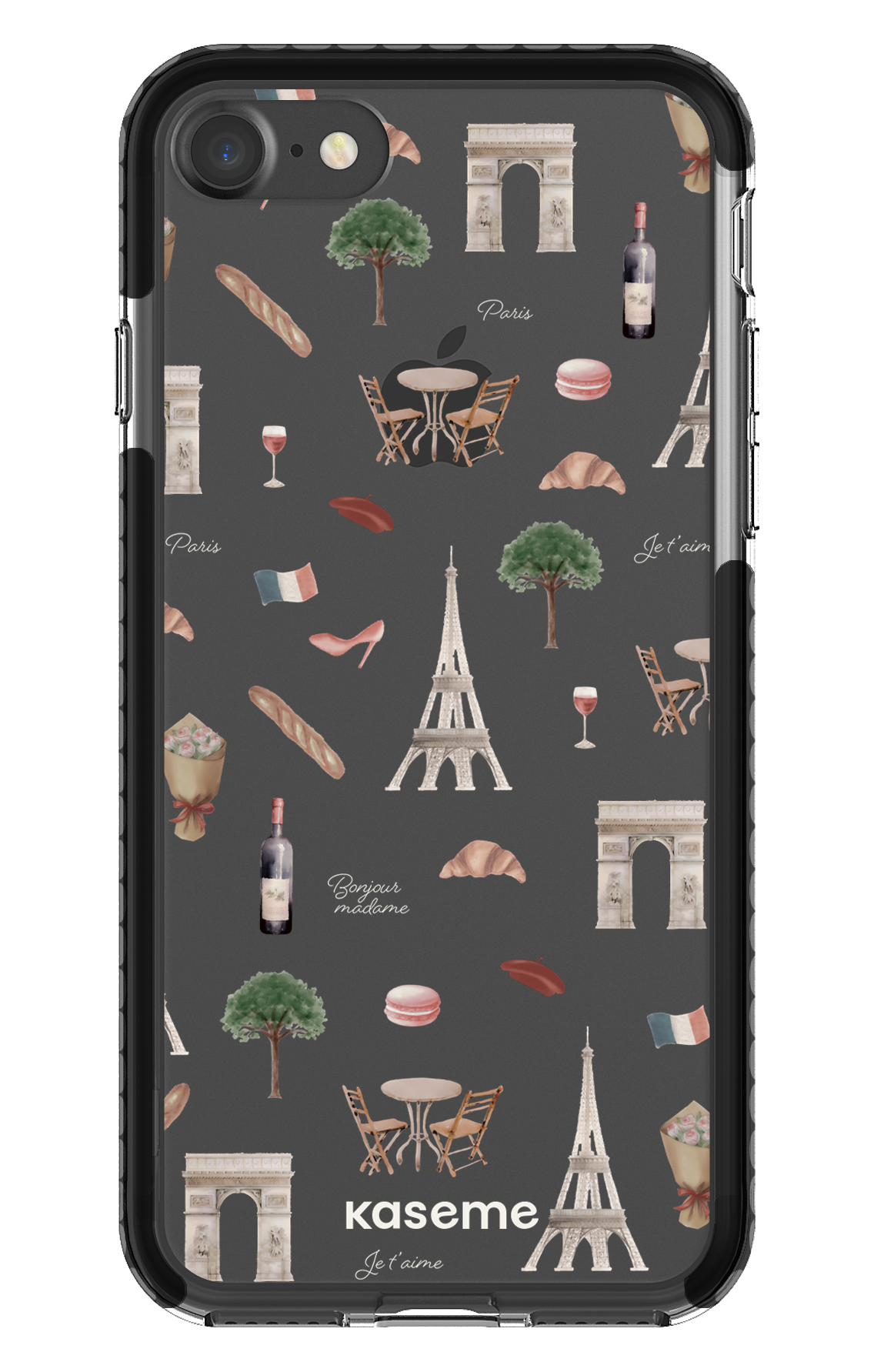iPhone 7 Clear Case - Black Je t'aime Paris Clear Case -