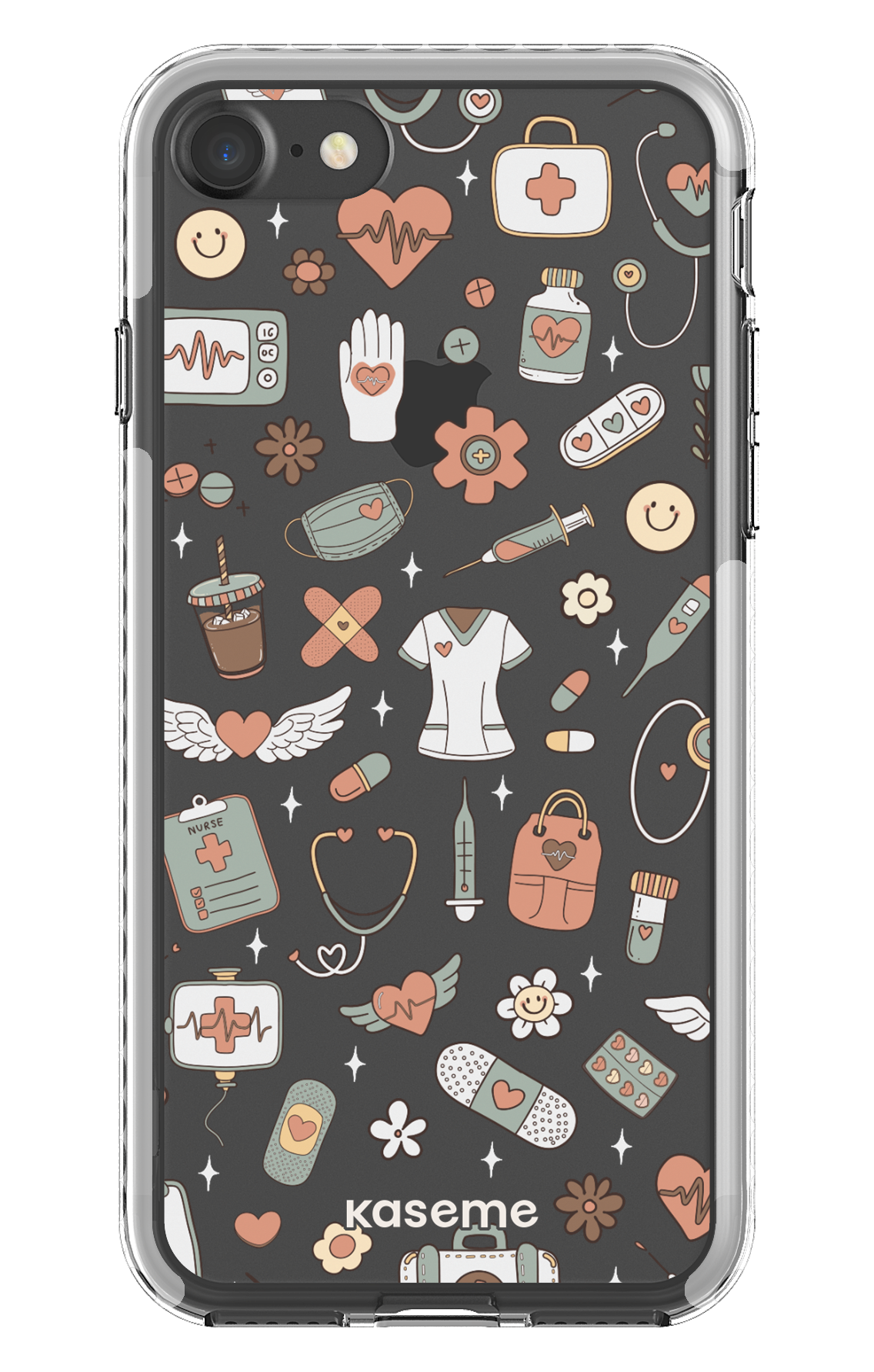 iPhone 7 Clear case - White Code Clear Case -