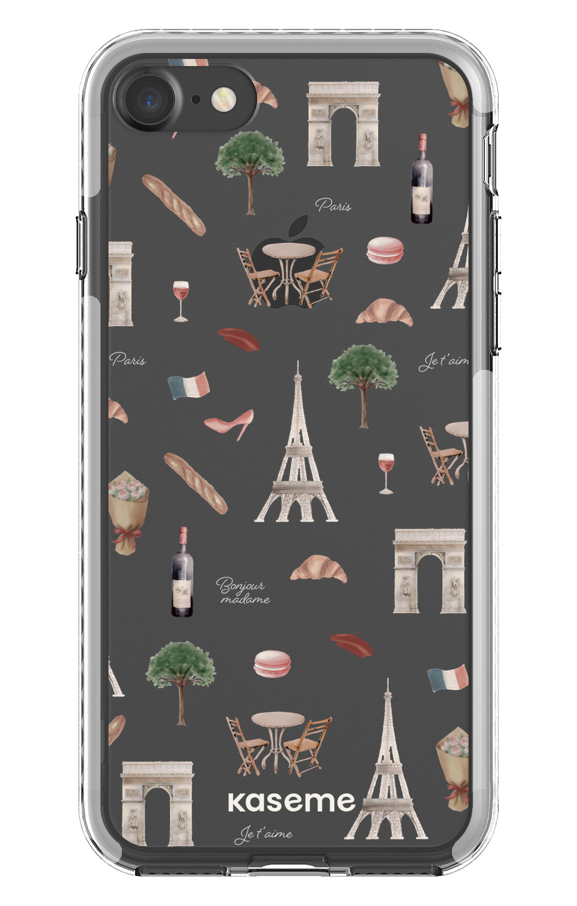 iPhone 7 Clear case - White Je t'aime Paris Clear Case -
