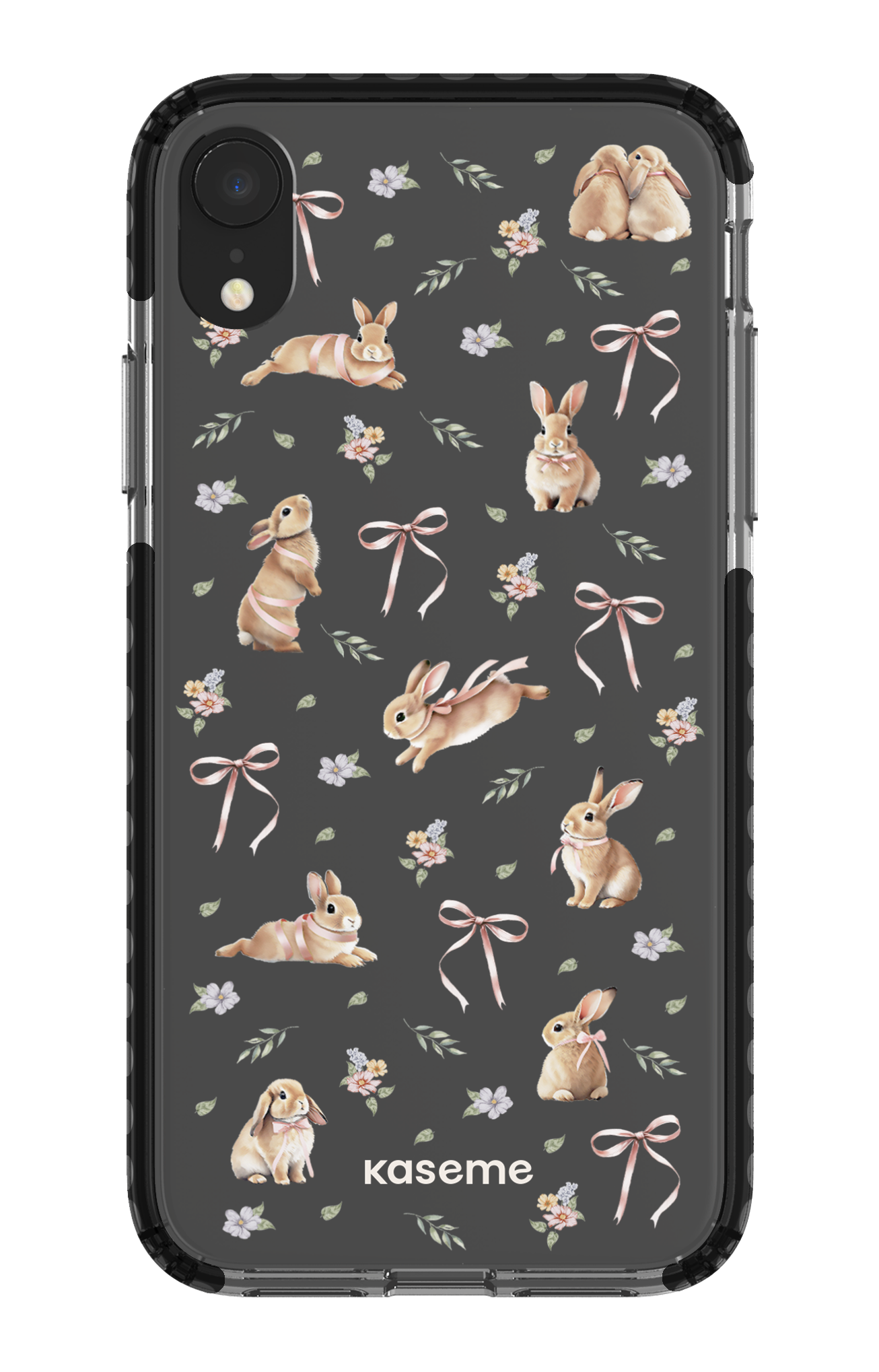 iPhone XR Clear Case - Black Bunny Bloom Clear Case -