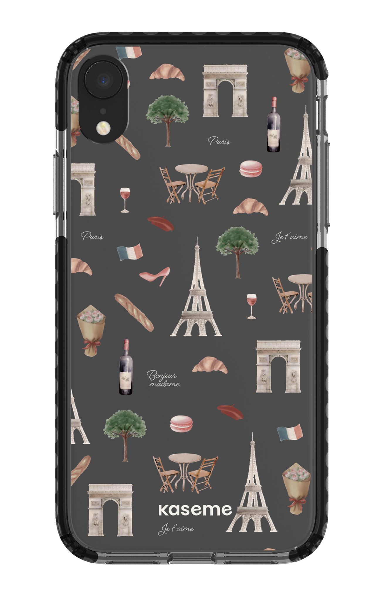 iPhone XR Clear Case - Black Je t'aime Paris Clear Case -
