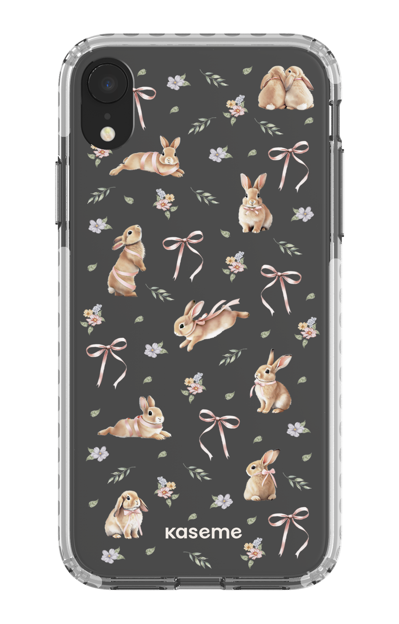 iPhone XR Clear Case - White Bunny Bloom Clear Case -