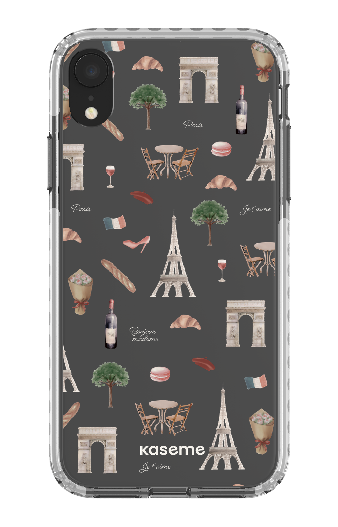 iPhone XR Clear Case - White Je t'aime Paris Clear Case -