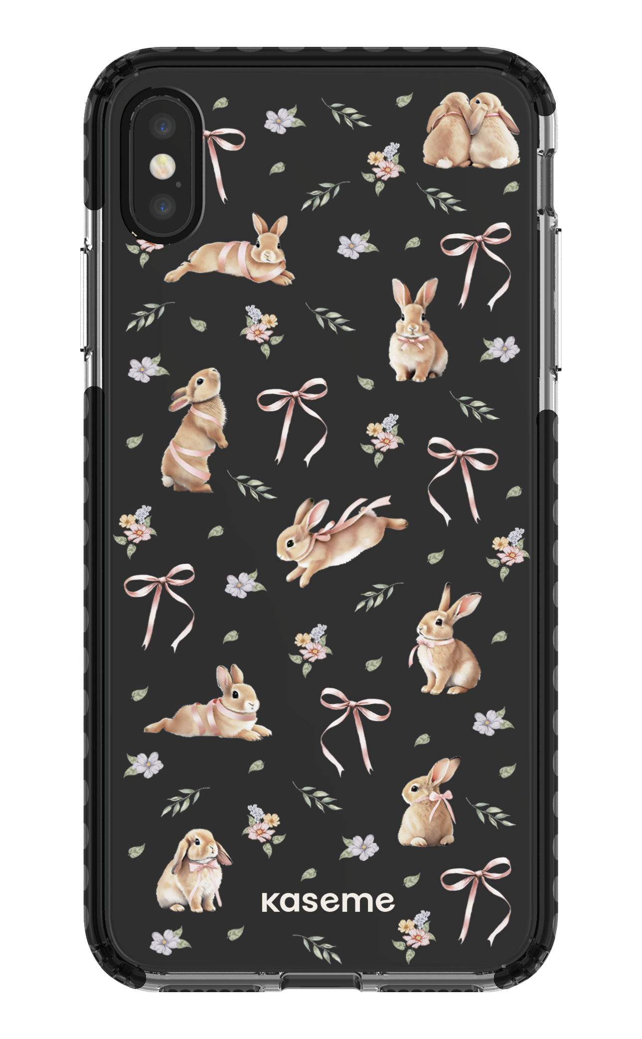 iPhone XS Max Clear Case - Black Bunny Bloom Clear Case -
