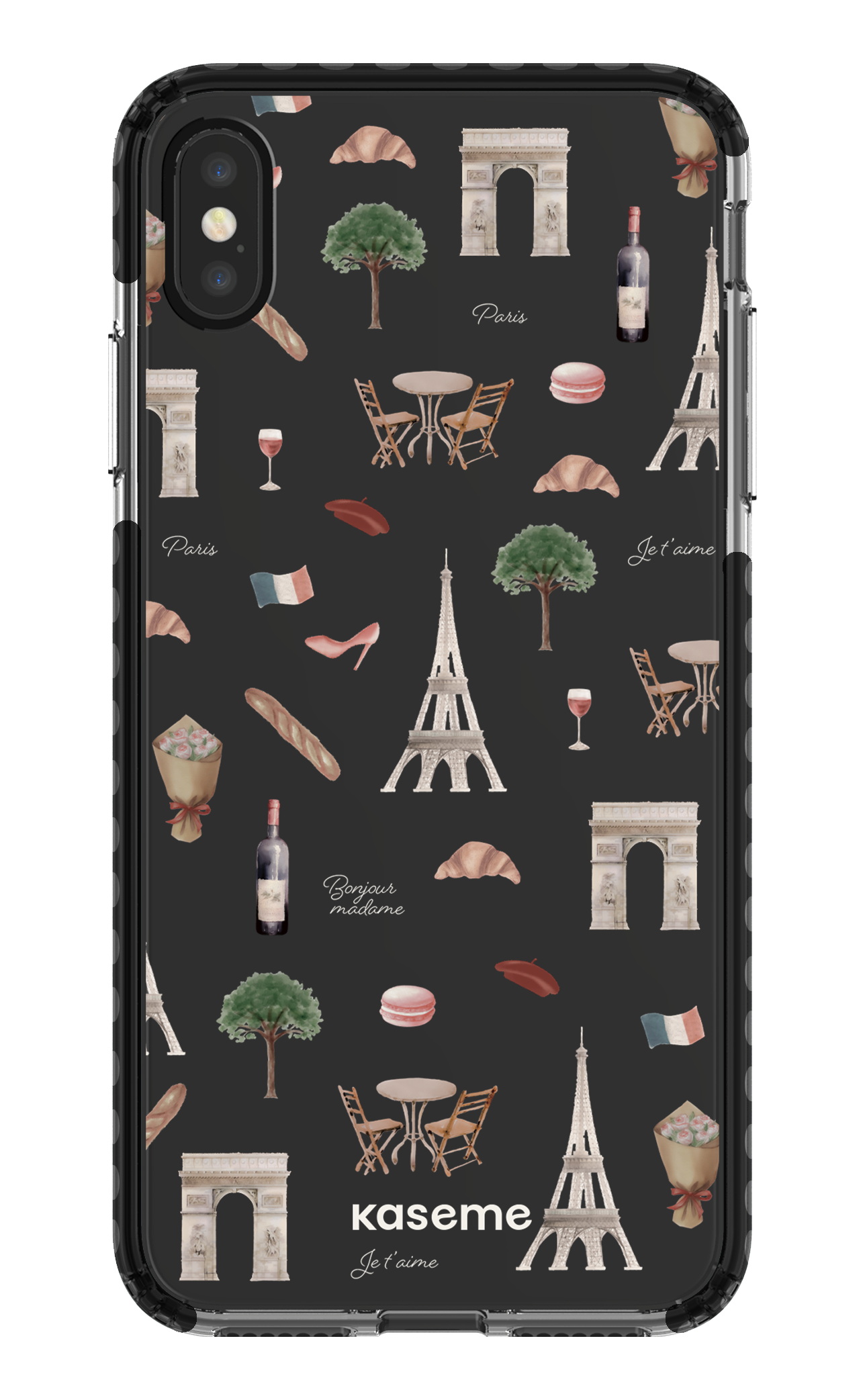 iPhone XS Max Clear Case - Black Je t'aime Paris Clear Case -