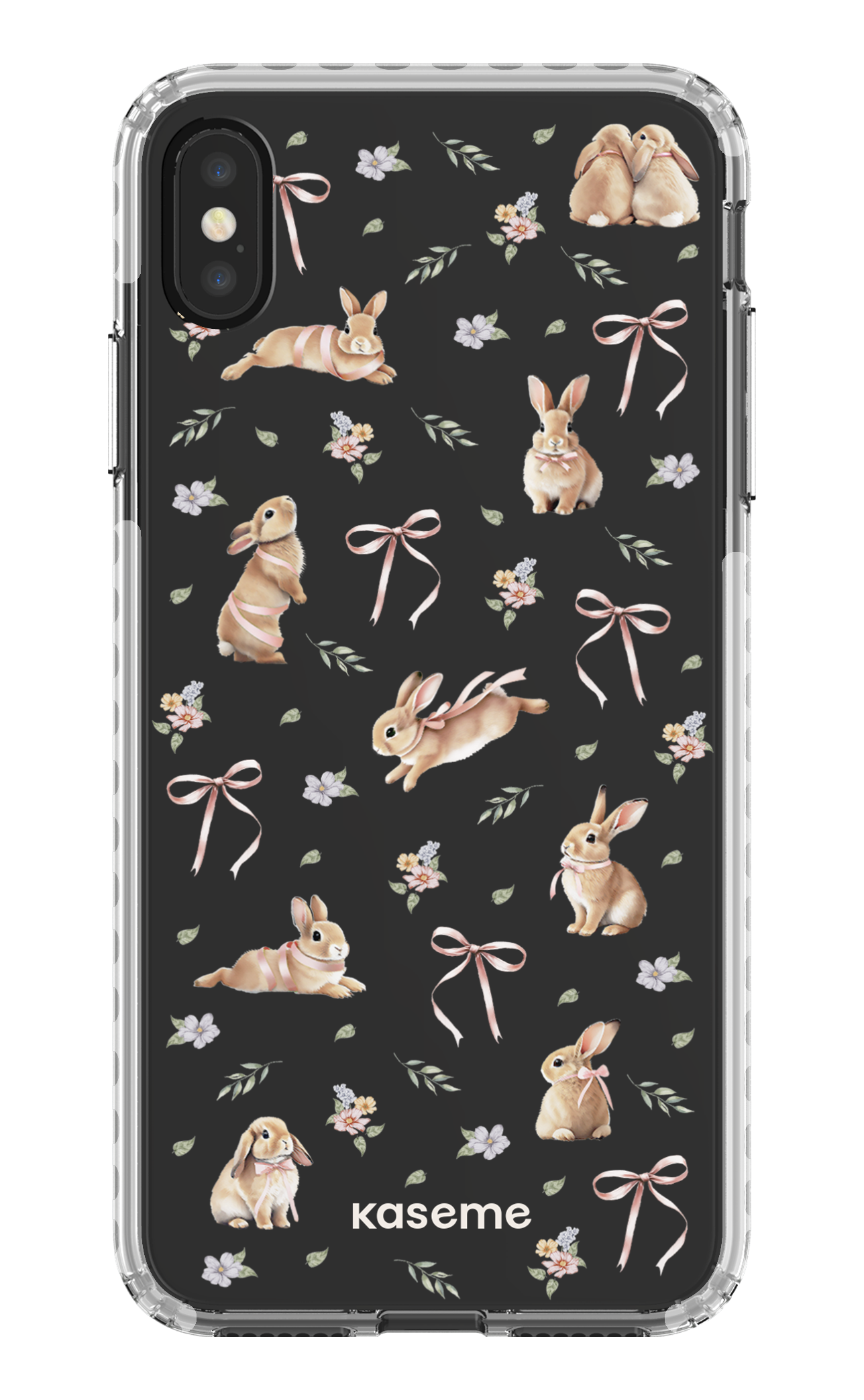 iPhone XS Max Clear Case - White Bunny Bloom Clear Case -
