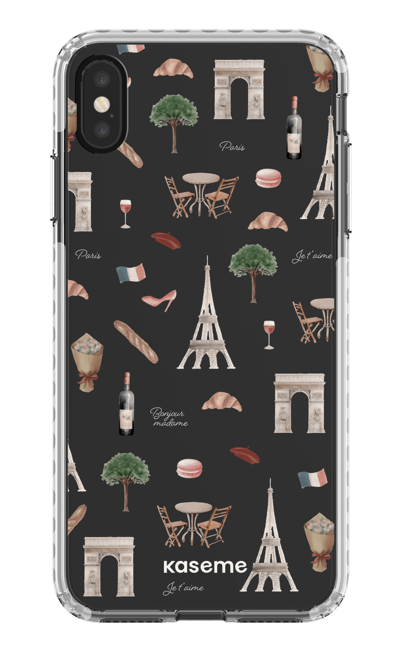 iPhone XS Max Clear Case - White Je t'aime Paris Clear Case -