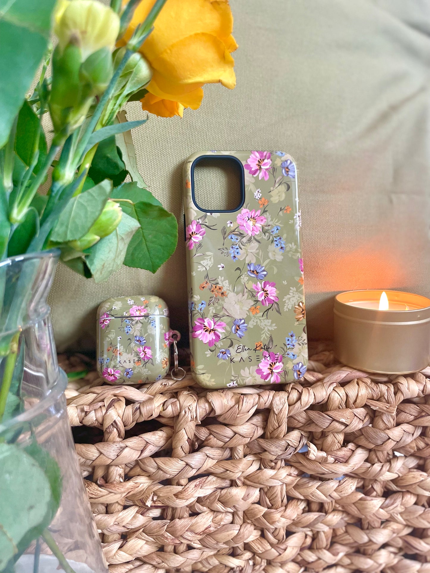 Seasonal Florals Green by Ellenkatie_ AirPods case