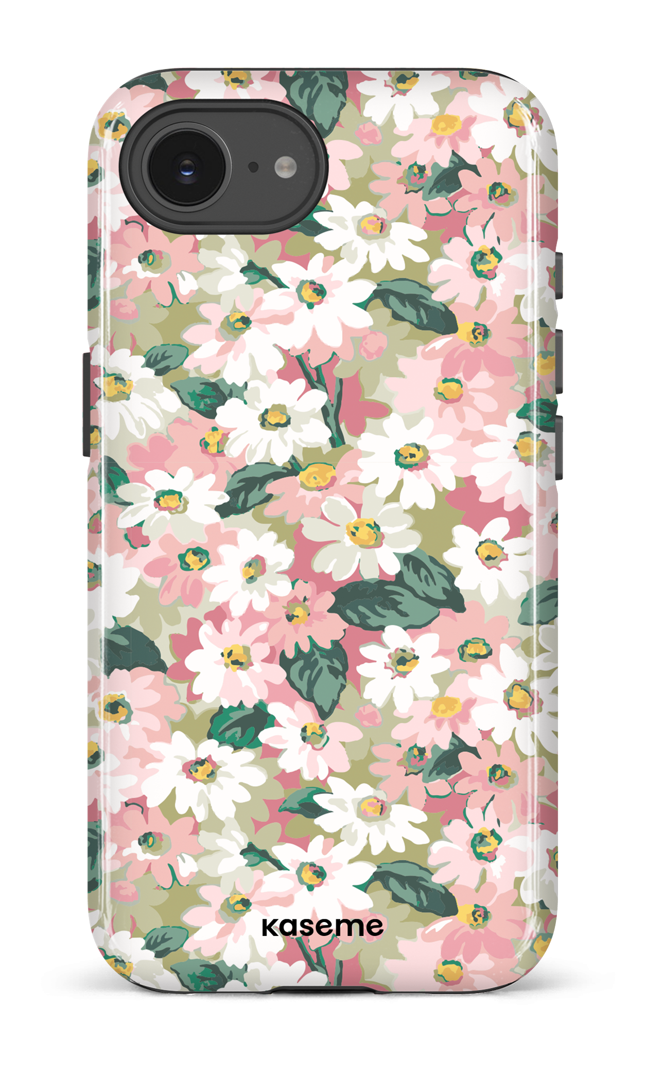IPhone 16 E Impact Case Mosaic of blooms green -
