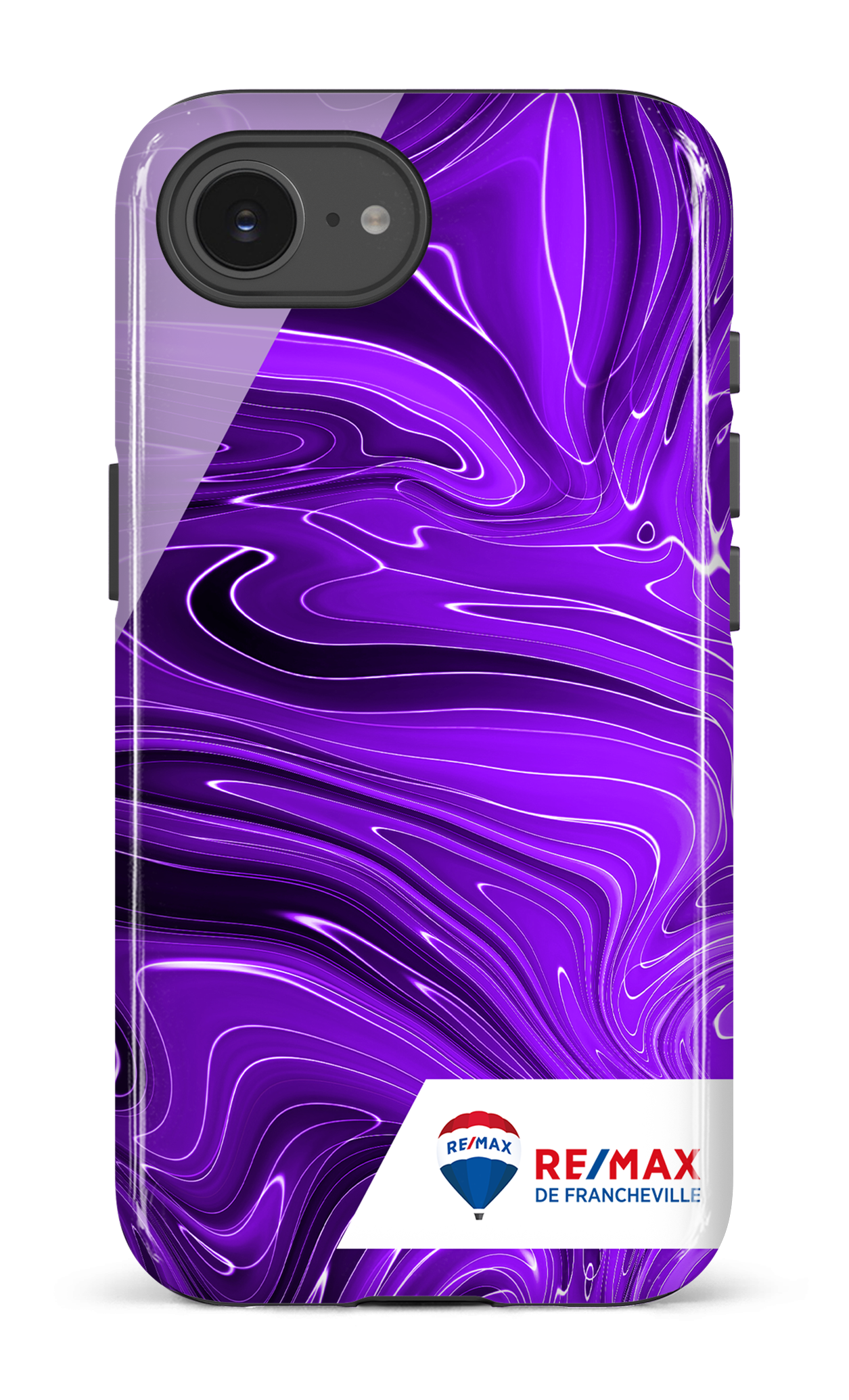 IPhone 16 E Impact Case Peinture marbrée sombre violette de Francheville -