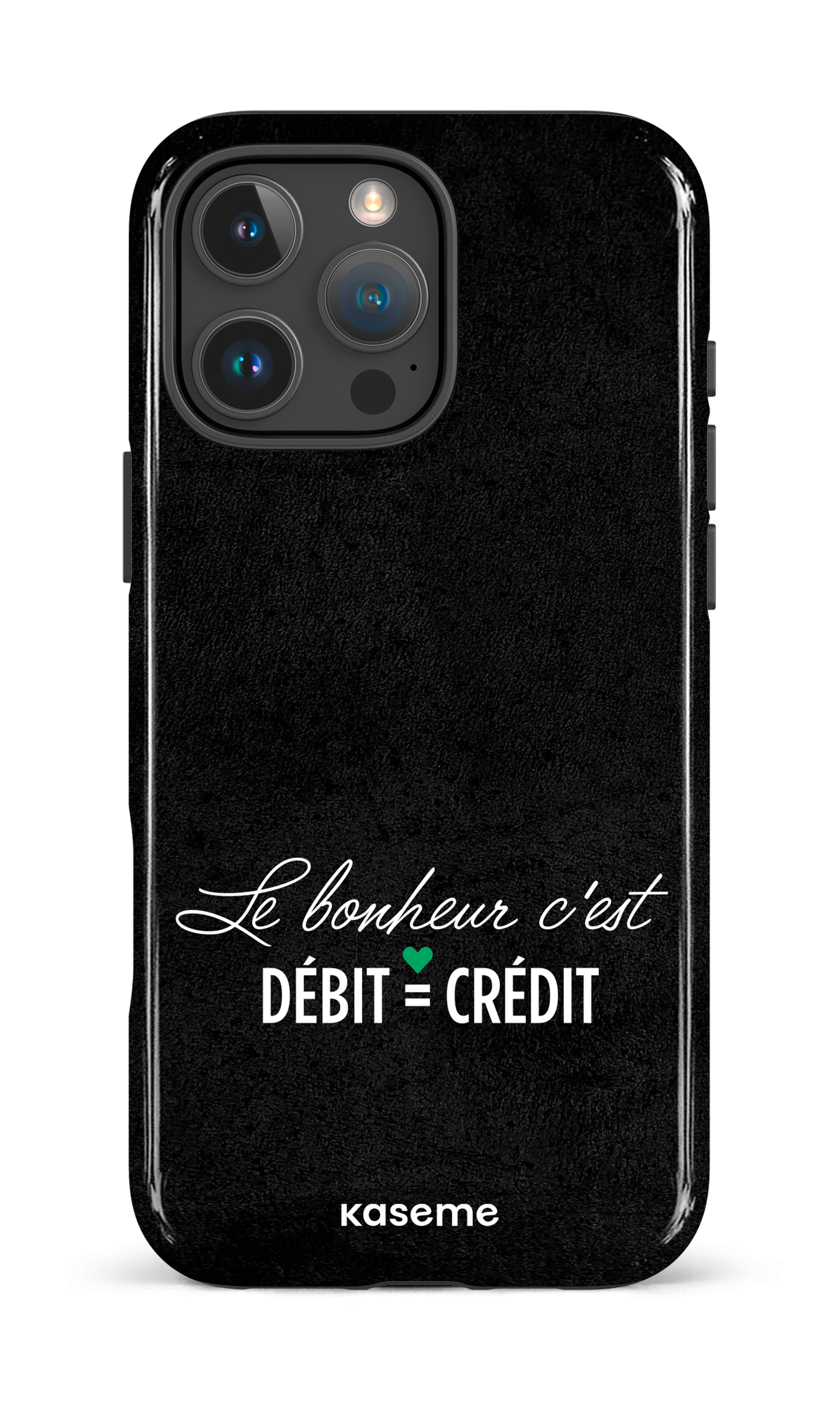 Le bonheur c'est débit = crédit (noir) - iPhone 16 Pro Max Impact Case