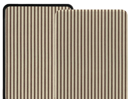 E-Reader Cases, featuring a vertical stripe pattern in beige, brown, and cream, shown overlapping on a plain white background.