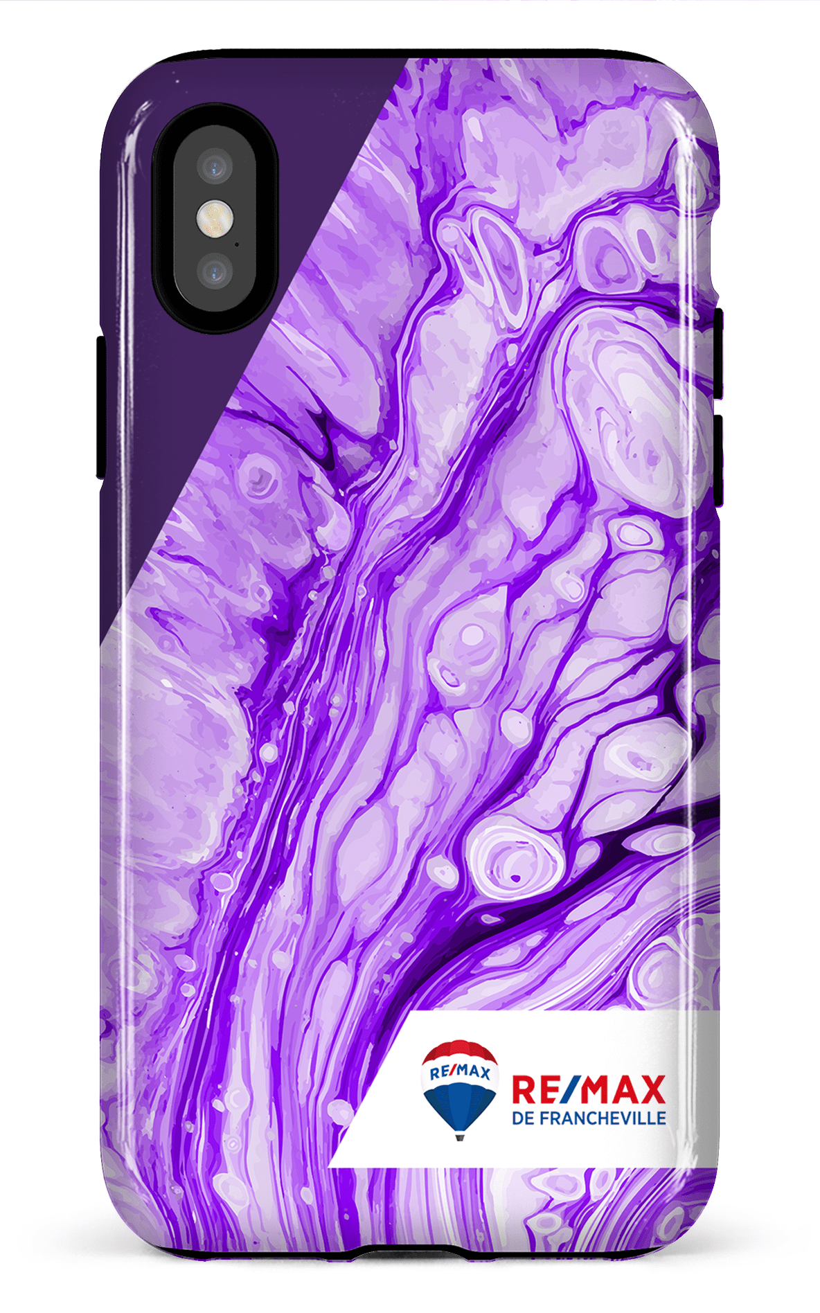 iPhone X/XS Tough Peinture marbrée claire violette de Francheville -