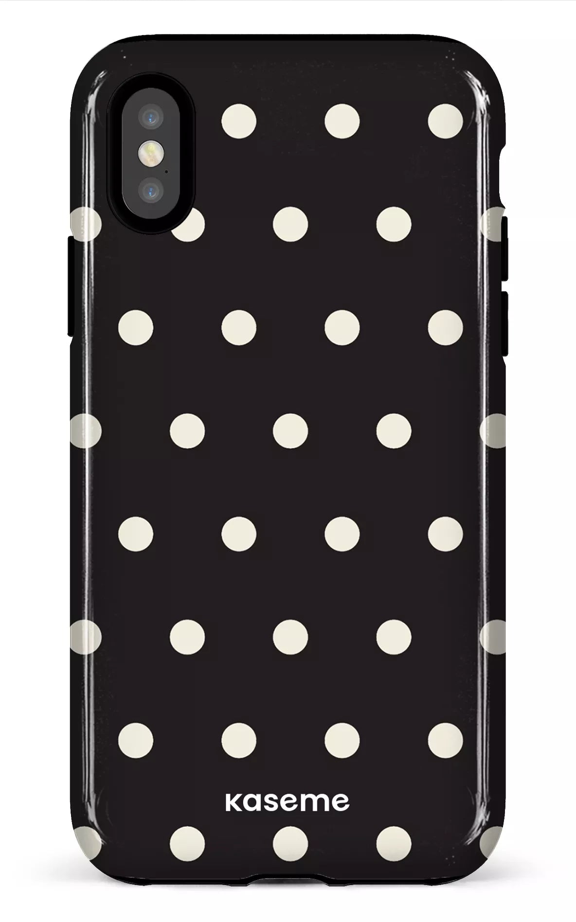 iPhone X/XS Tough Polka Black -