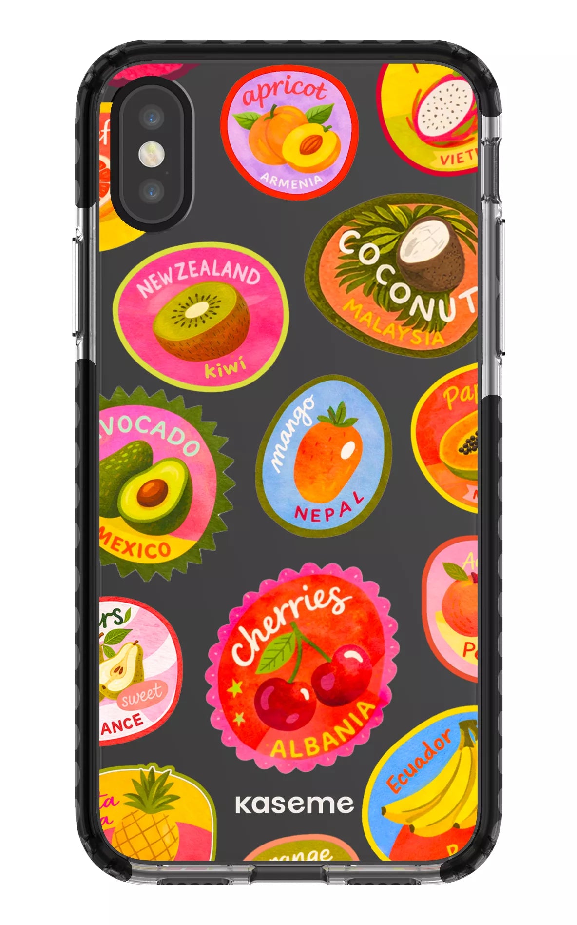 iPhone X/Xs Clear Case - Black Frutti Clear Case -
