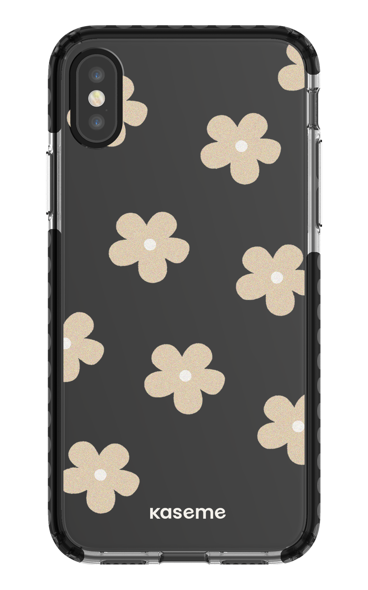 iPhone X/Xs Clear Case - Black Woodstock Beige Clear Case -