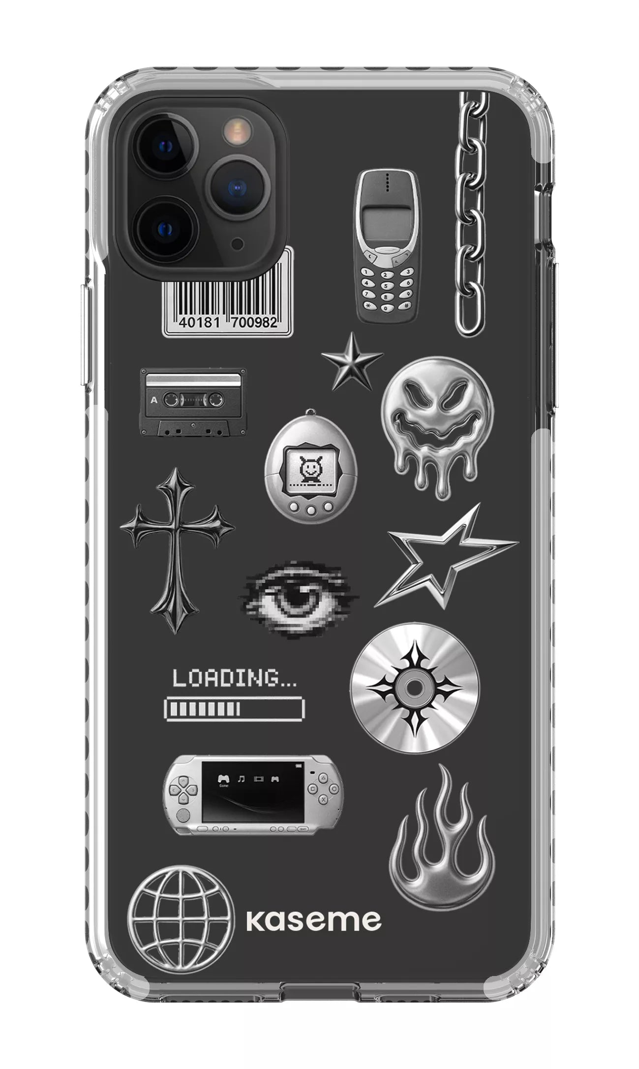 iPhone 11 Pro Max Clear Case - White Chrome Clear Case -