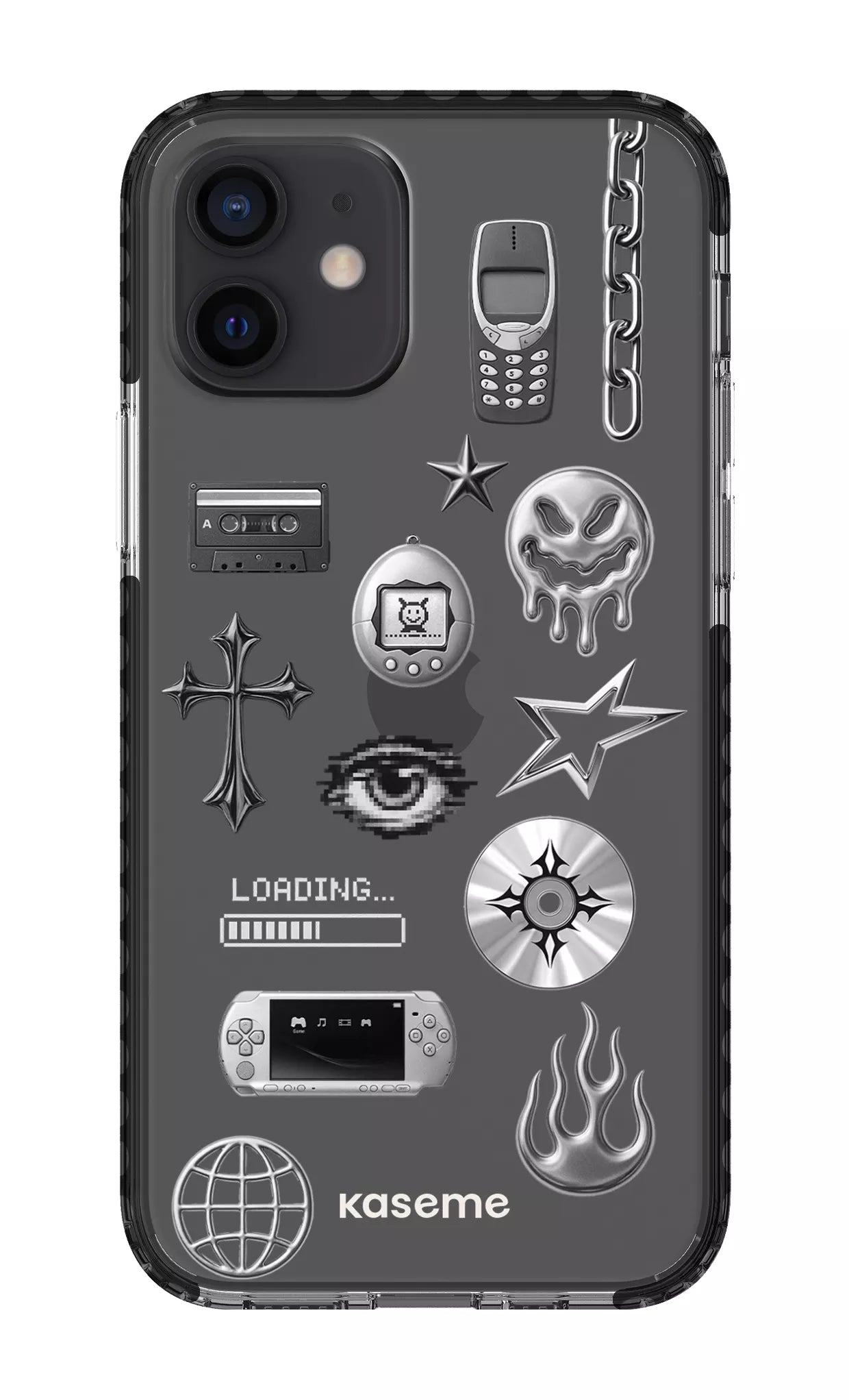 iPhone 12 Clear Case - Black Chrome Clear Case -