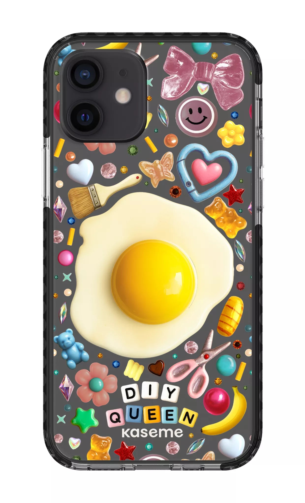 iPhone 12 Clear Case - Black DIY Queen Clear Case by Marianne Plaisance -