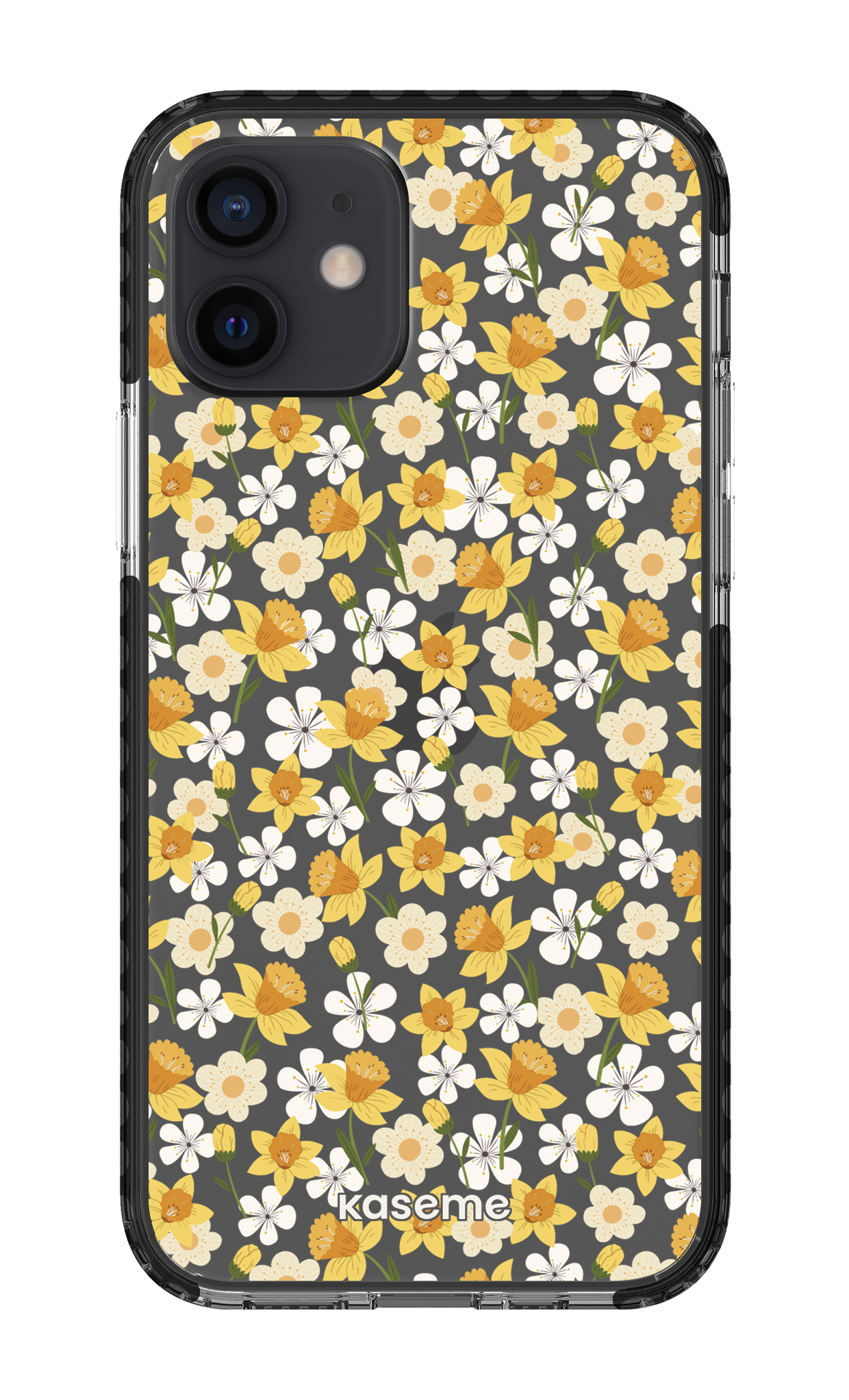 iPhone 12 Clear Case - Black Daffodil Clear Case -
