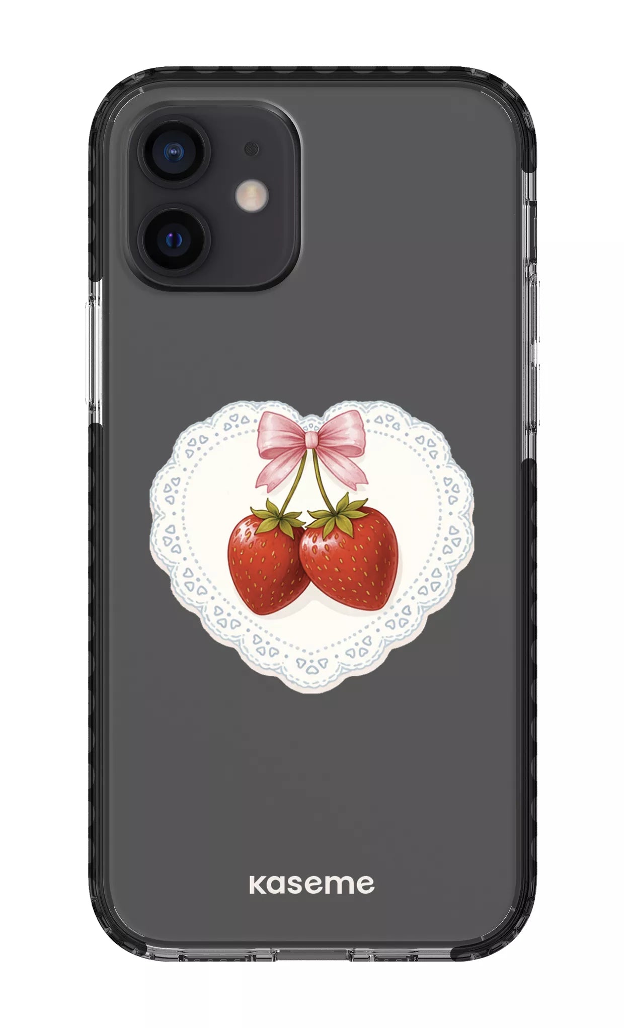 iPhone 12 Clear Case - Black Fresa Lace Clear Case -