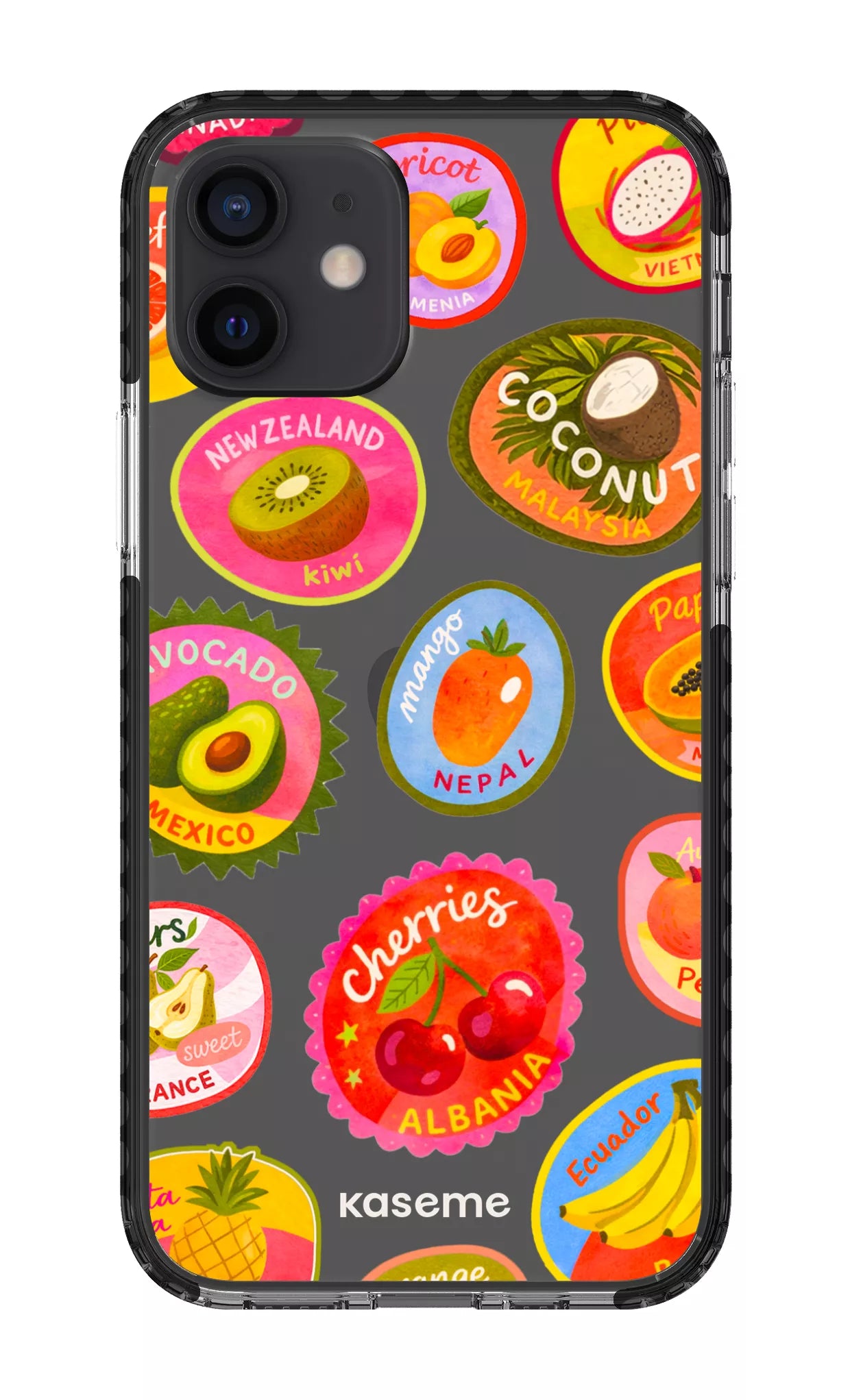 iPhone 12 Clear Case - Black Frutti Clear Case -