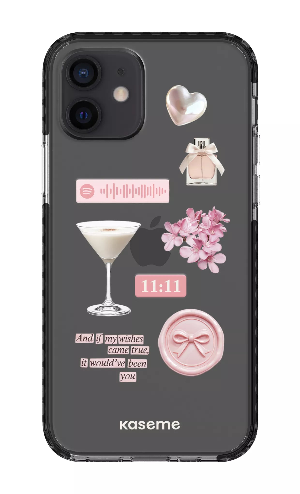 iPhone 12 Clear Case - Black Love Letters Clear Case -