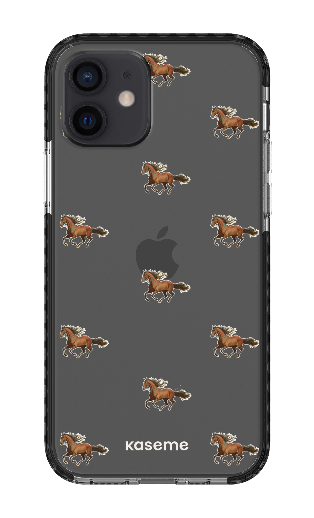 iPhone 12 Clear Case - Black Saddle Clear Case -