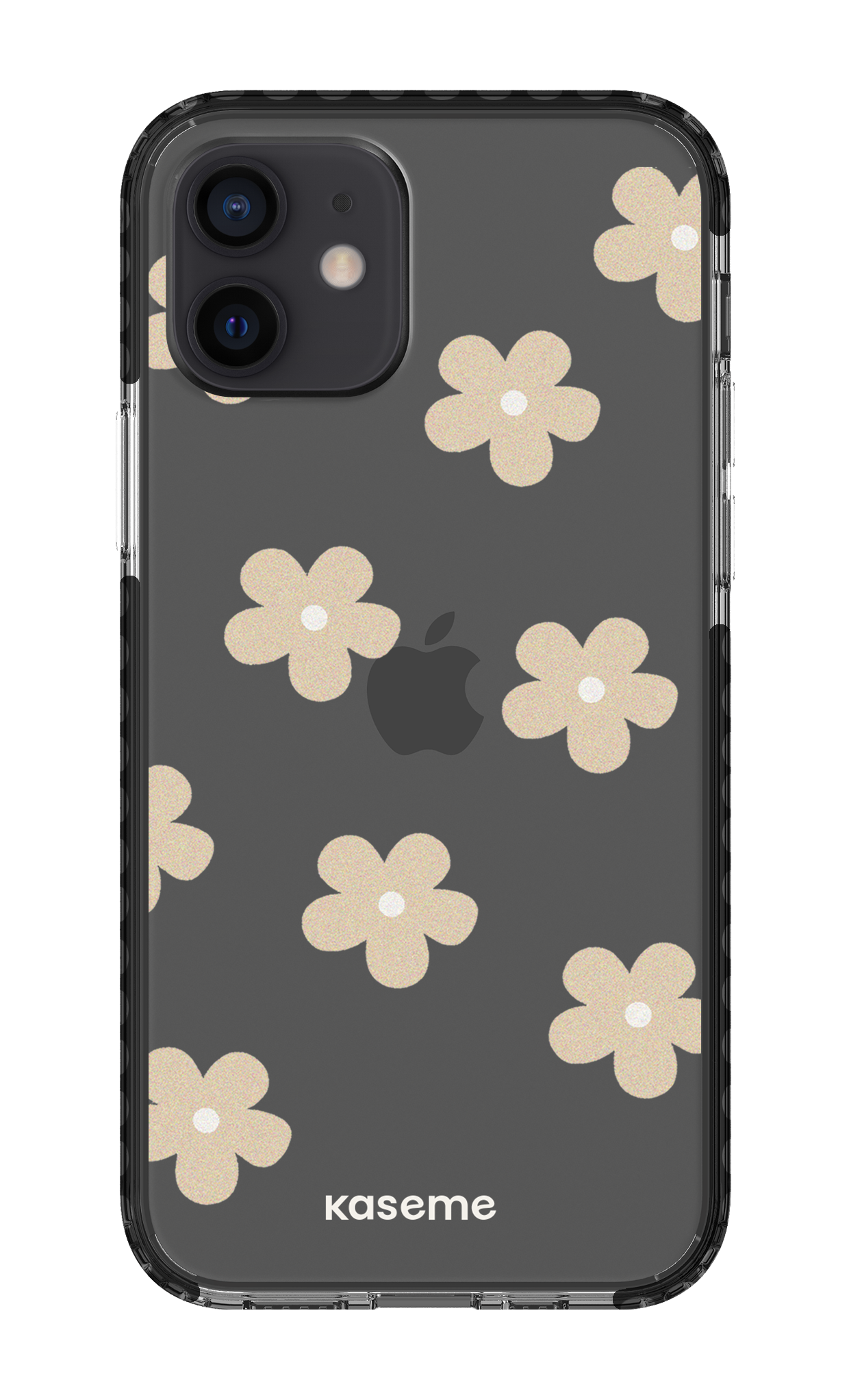iPhone 12 Clear Case - Black Woodstock Beige Clear Case -