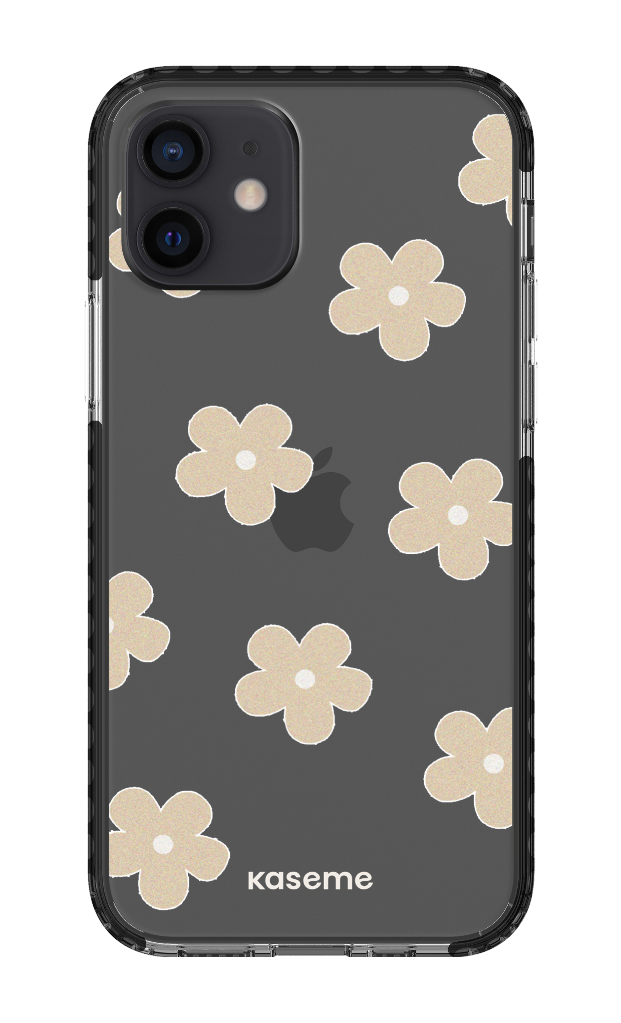 iPhone 12 Clear Case - Black Woodstock Beige Clear Case -