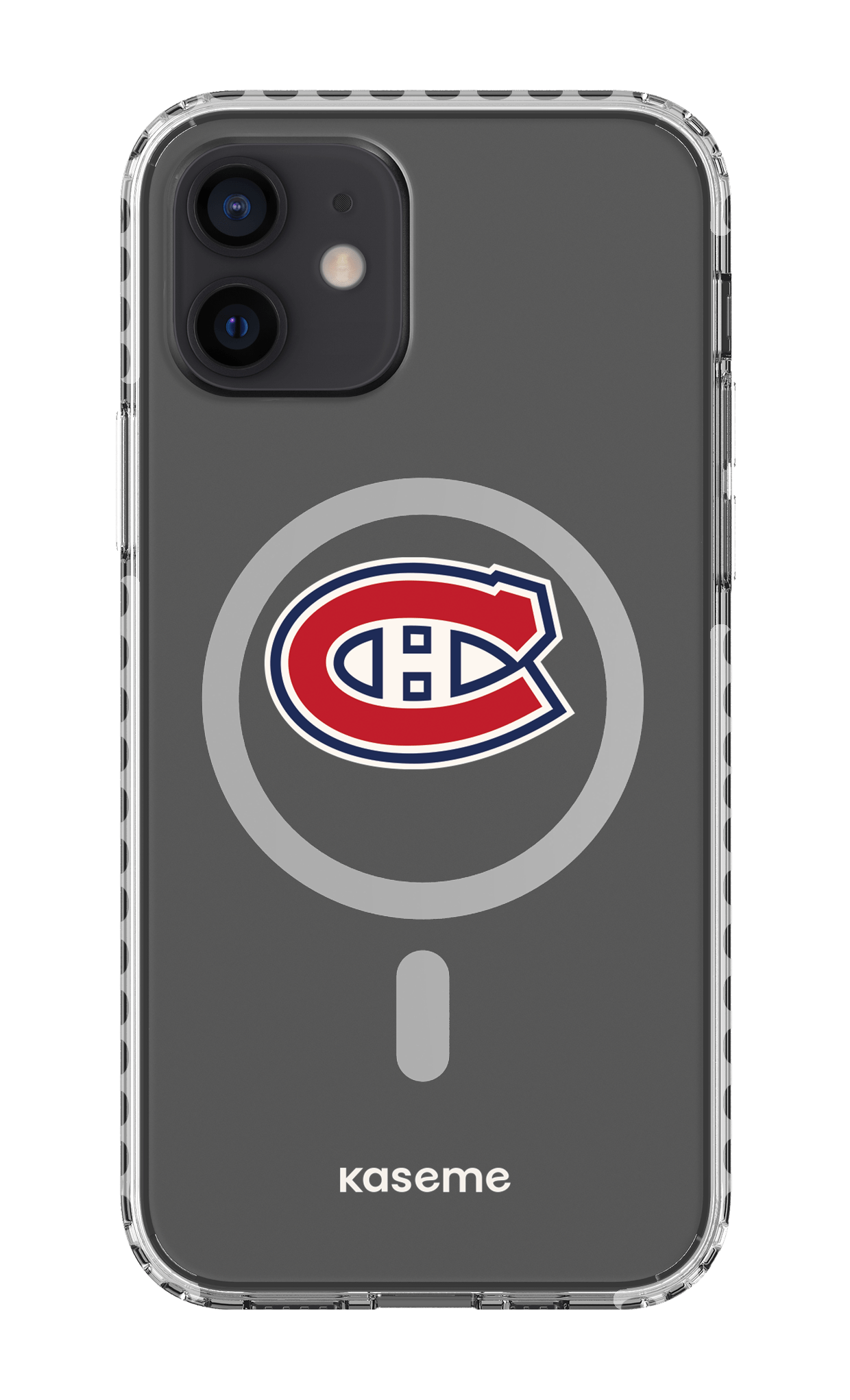 iPhone 12 Clear Case Magsafe - White Canadiens Logo Clear -