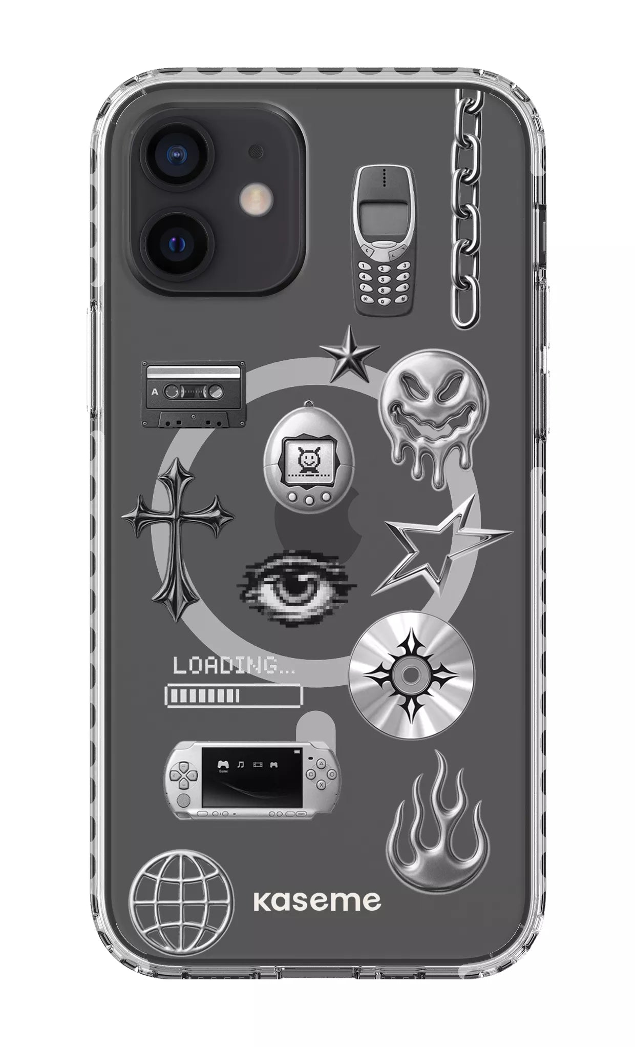 iPhone 12 Clear Case Magsafe - White Chrome Clear Case -