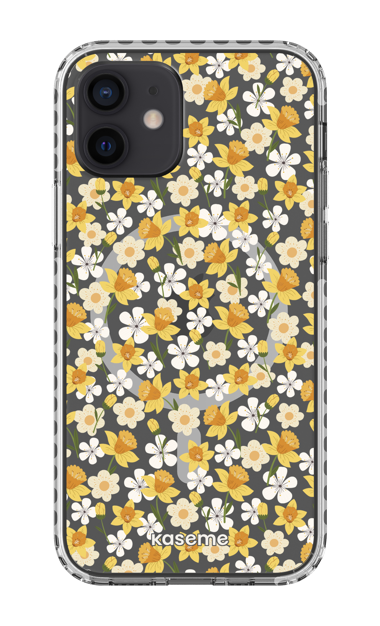 iPhone 12 Clear Case Magsafe - White Daffodil Clear Case -