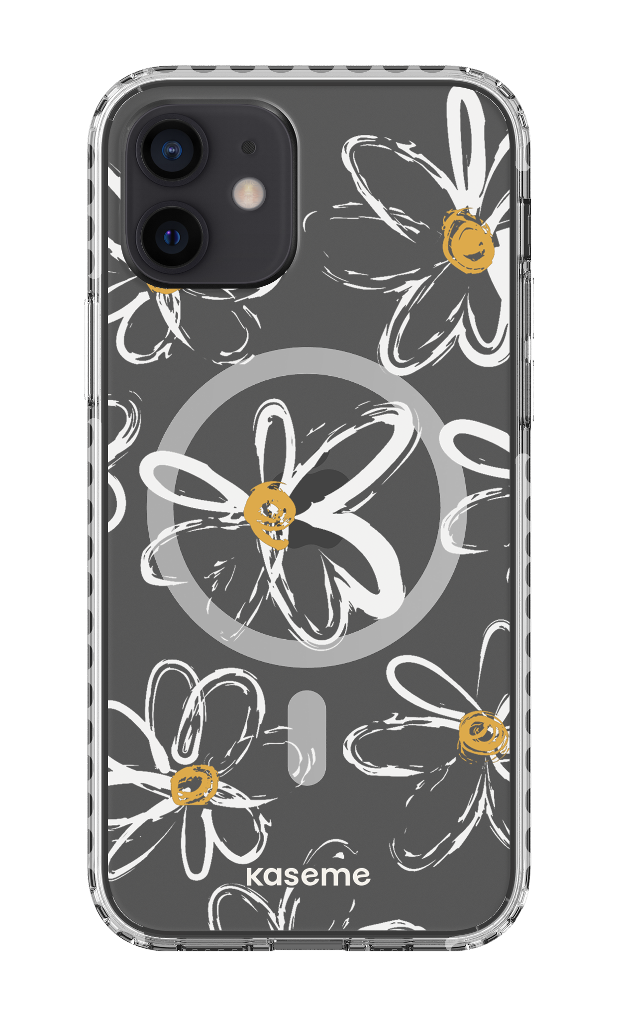iPhone 12 Clear Case Magsafe - White Give me flowers Clear Case -