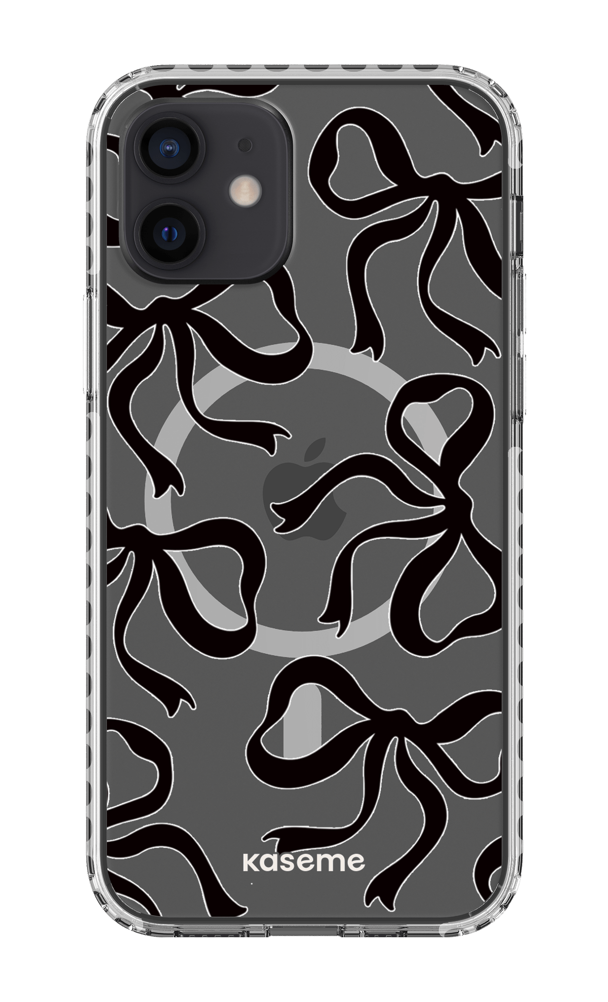 iPhone 12 Clear Case Magsafe - White Lace Black Clear Case -