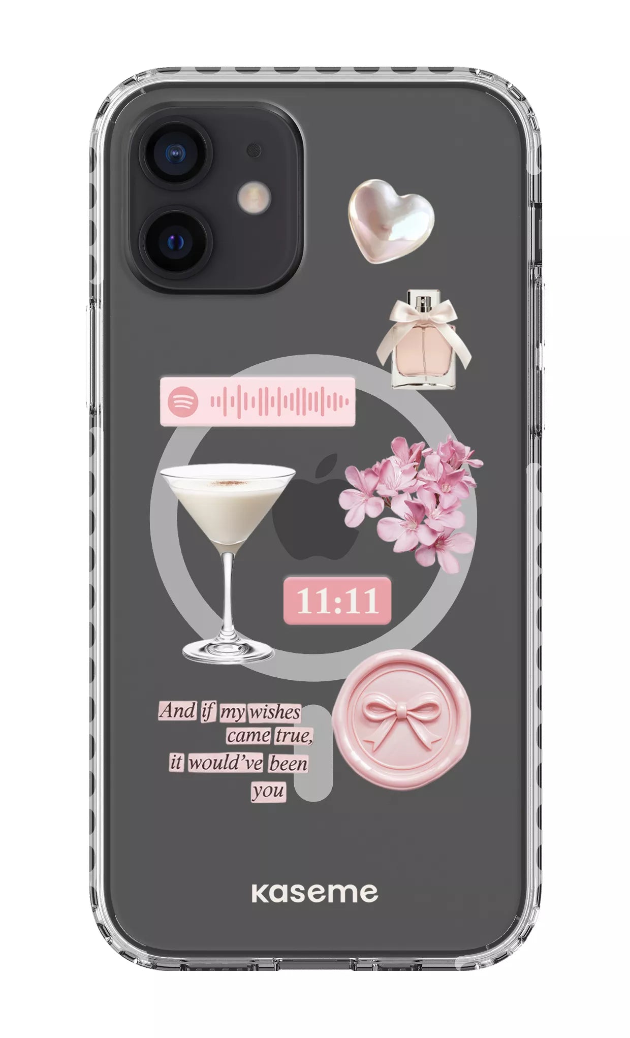 iPhone 12 Clear Case Magsafe - White Love Letters Clear Case -