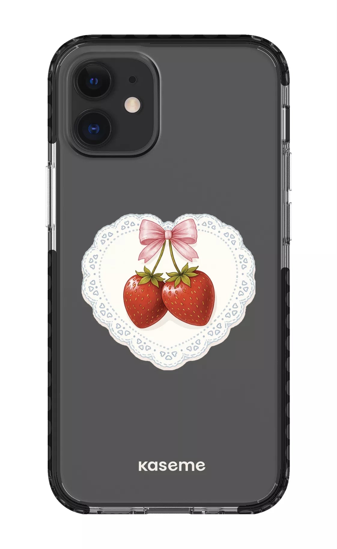 iPhone 12 Mini Clear Case - Black Fresa Lace Clear Case -