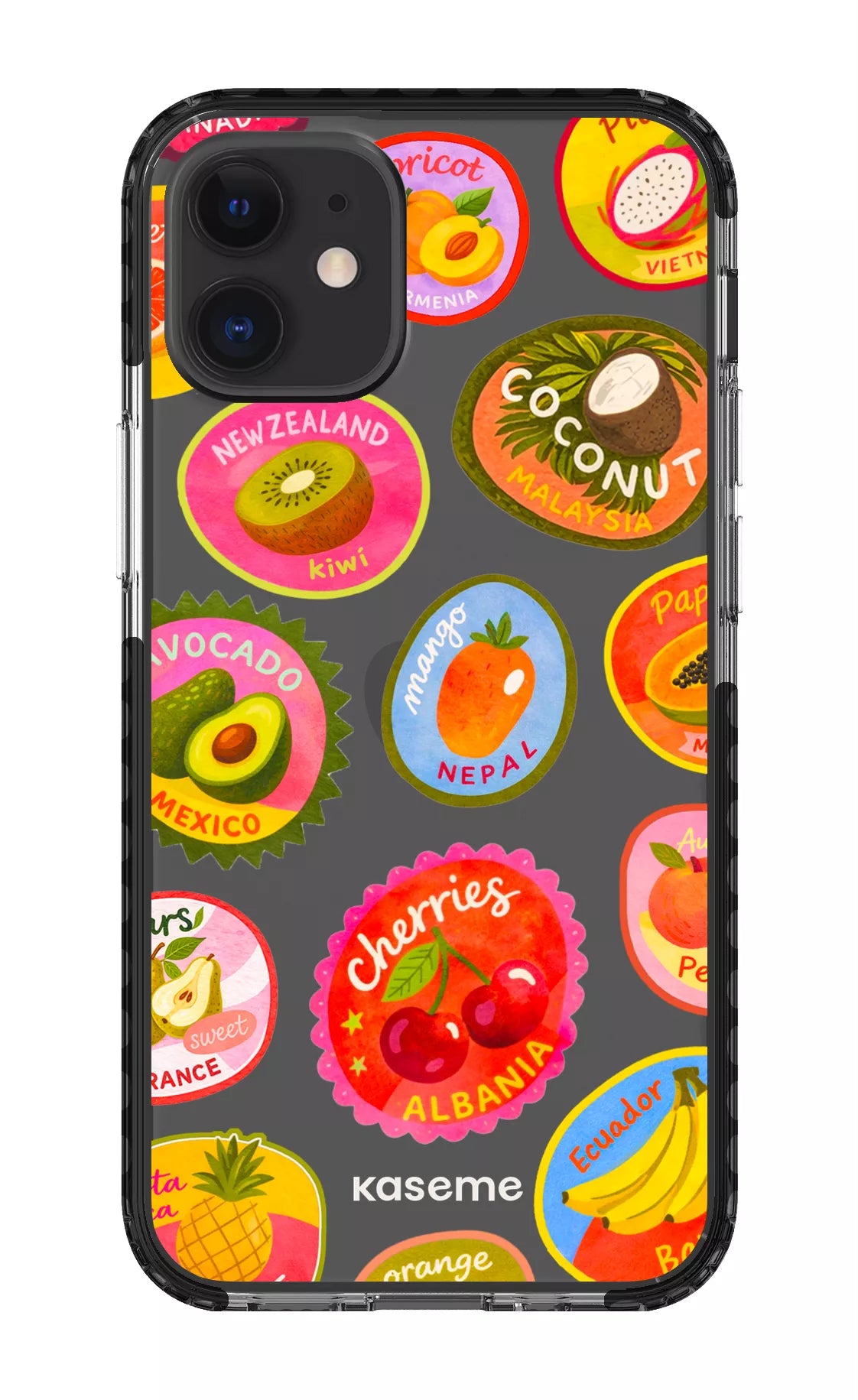 iPhone 12 Mini Clear Case - Black Frutti Clear Case -